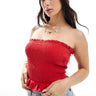 Top a fascia arricciato in misto lino ASOS DESIGN in rosso