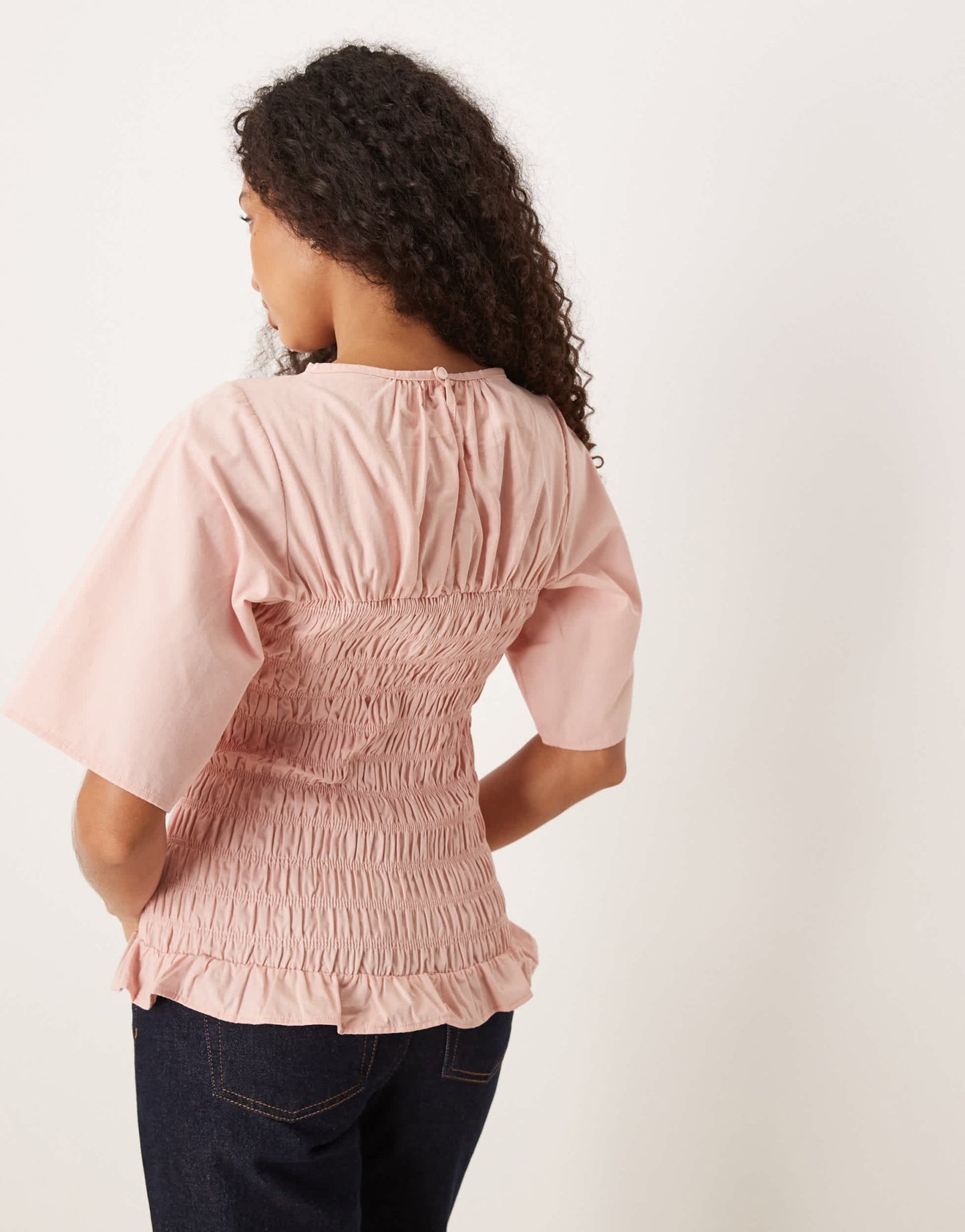 ASOS DESIGN shirred body top in peach pink - ASOS Sample Sale EU Store