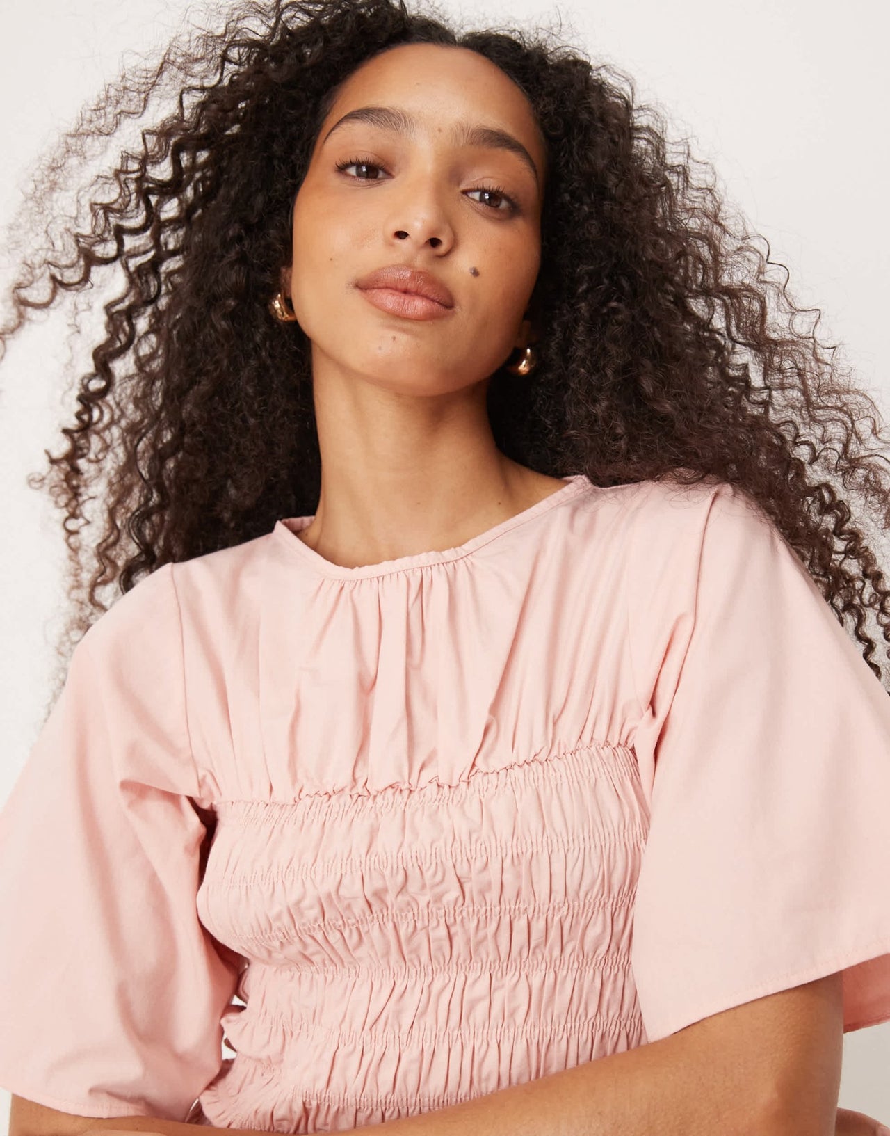 ASOS DESIGN shirred body top in peach pink - ASOS Sample Sale EU Store