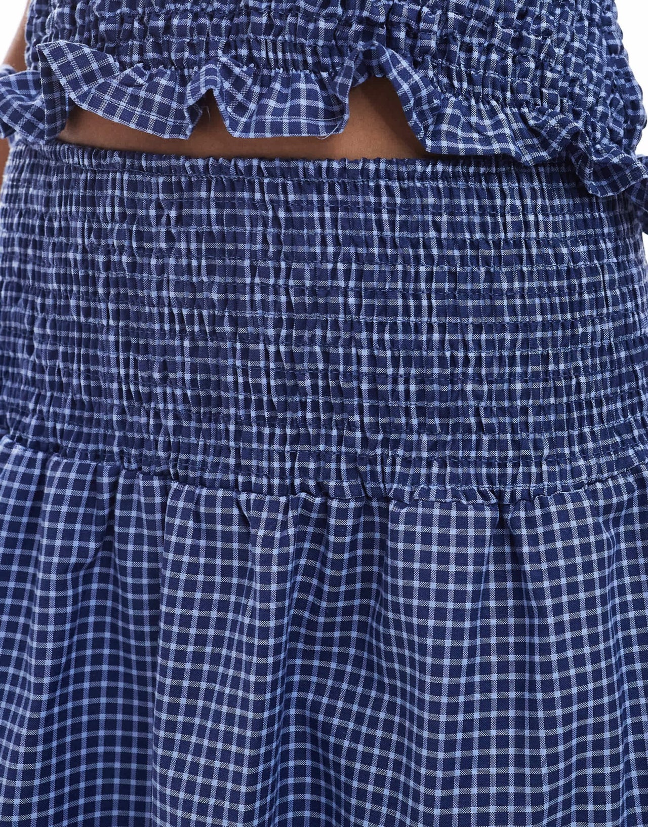 ASOS DESIGN shirred maxi skirt co ord in blue check - ASOS Sample Sale EU Store