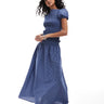 Coordinato gonna maxi arricciata ASOS DESIGN a quadri blu