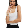 Body ASOS DESIGN con schiena arricciata e scollatura a U a righe monocromatiche