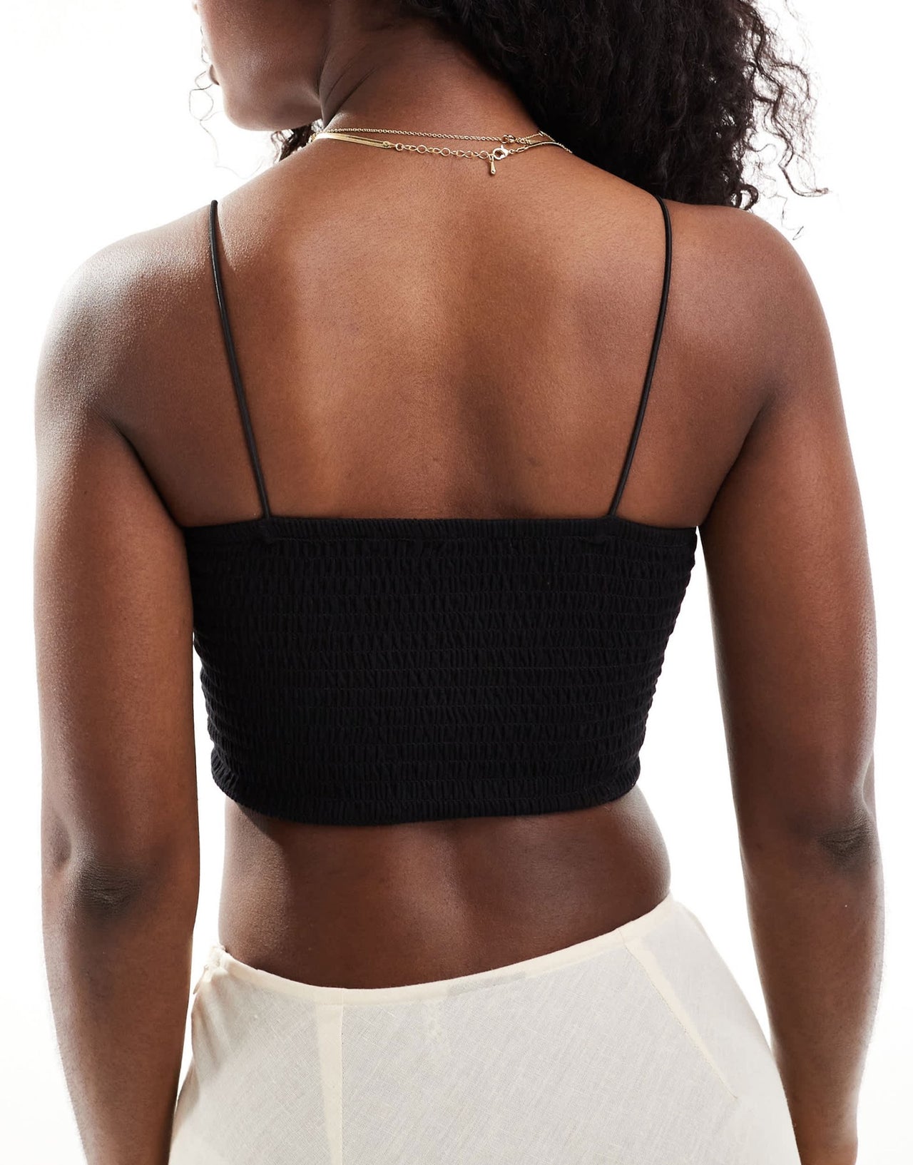 ASOS DESIGN shirred strappy cami bralet in black - ASOS Sample Sale EU Store