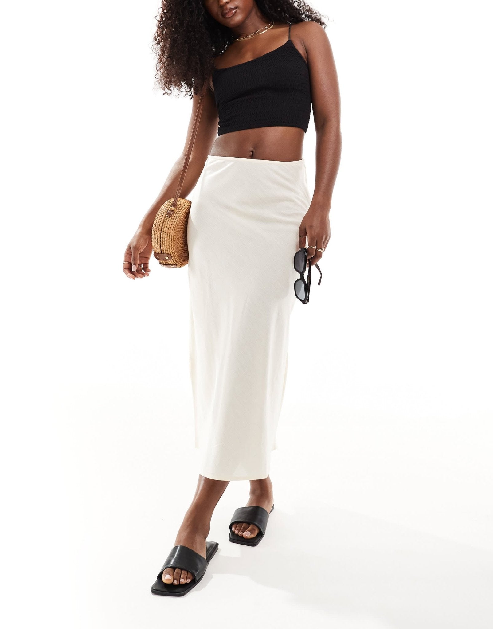 ASOS DESIGN shirred strappy cami bralet in black - ASOS Sample Sale EU Store