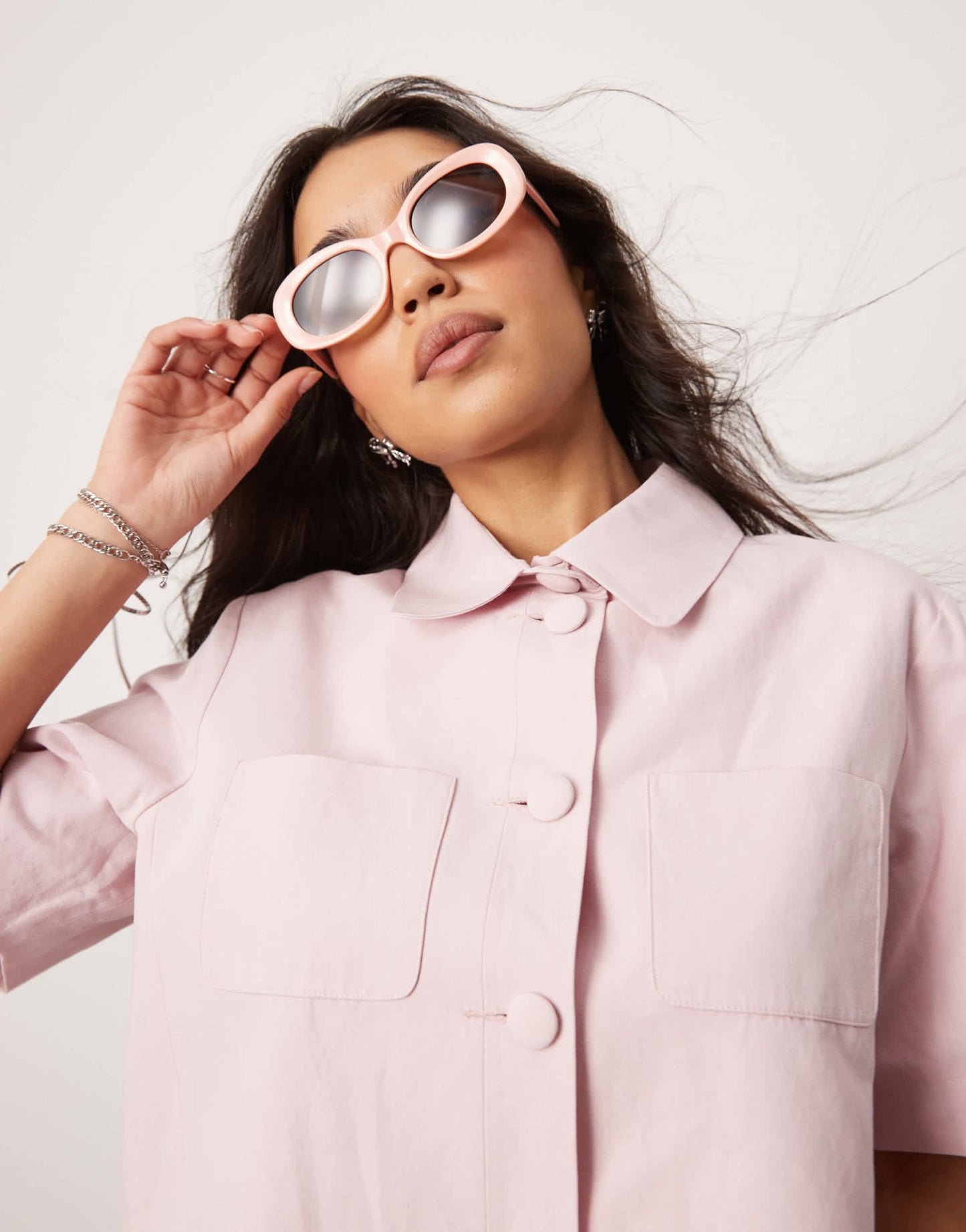 ASOS DESIGN short sleeve crop blazer with linen in pink co - ord - ASOS Sample Sale EU Store