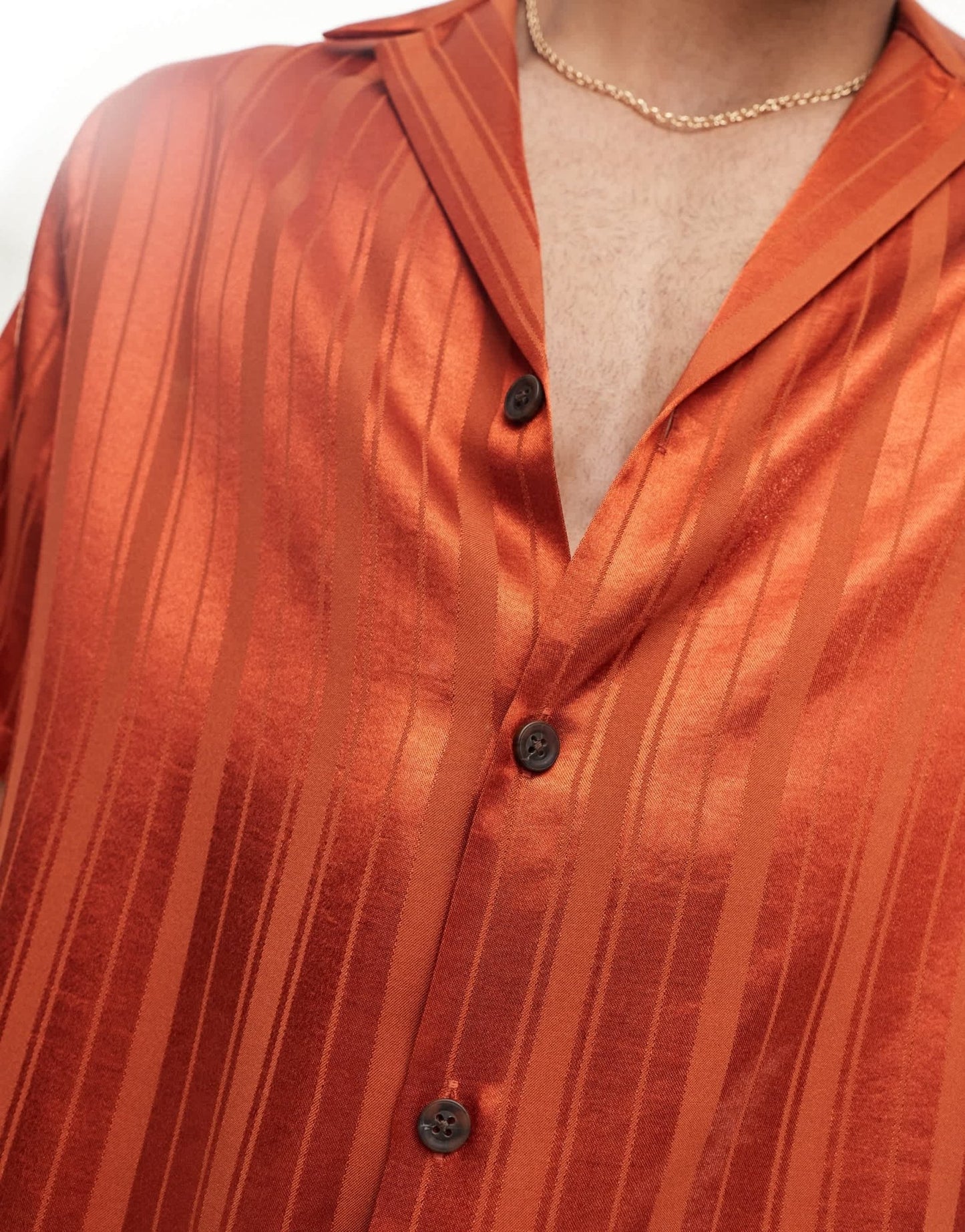 ASOS DESIGN short sleeve relaxed shirt in orange jacquard - ASOS Sample Sale EU Store