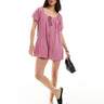 ASOS DESIGN short sleeve romper playsuit with bead detailing in mauve