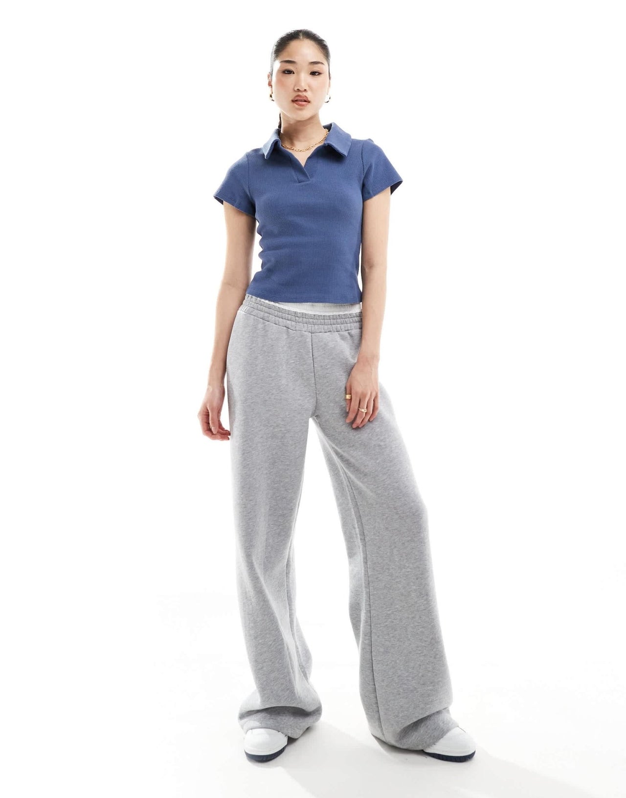 ASOS DESIGN short sleeve waffle fitted polo top in blue - ASOS Sample Sale EU Store