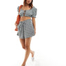 ASOS DESIGN short with ruffle detail in mono gingham co-ord