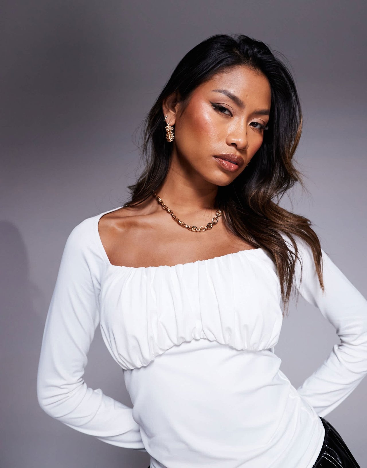 ASOS DESIGN shrunken bust milkmaid ruched bust top in ivory - ASOS Sample Sale EU Store
