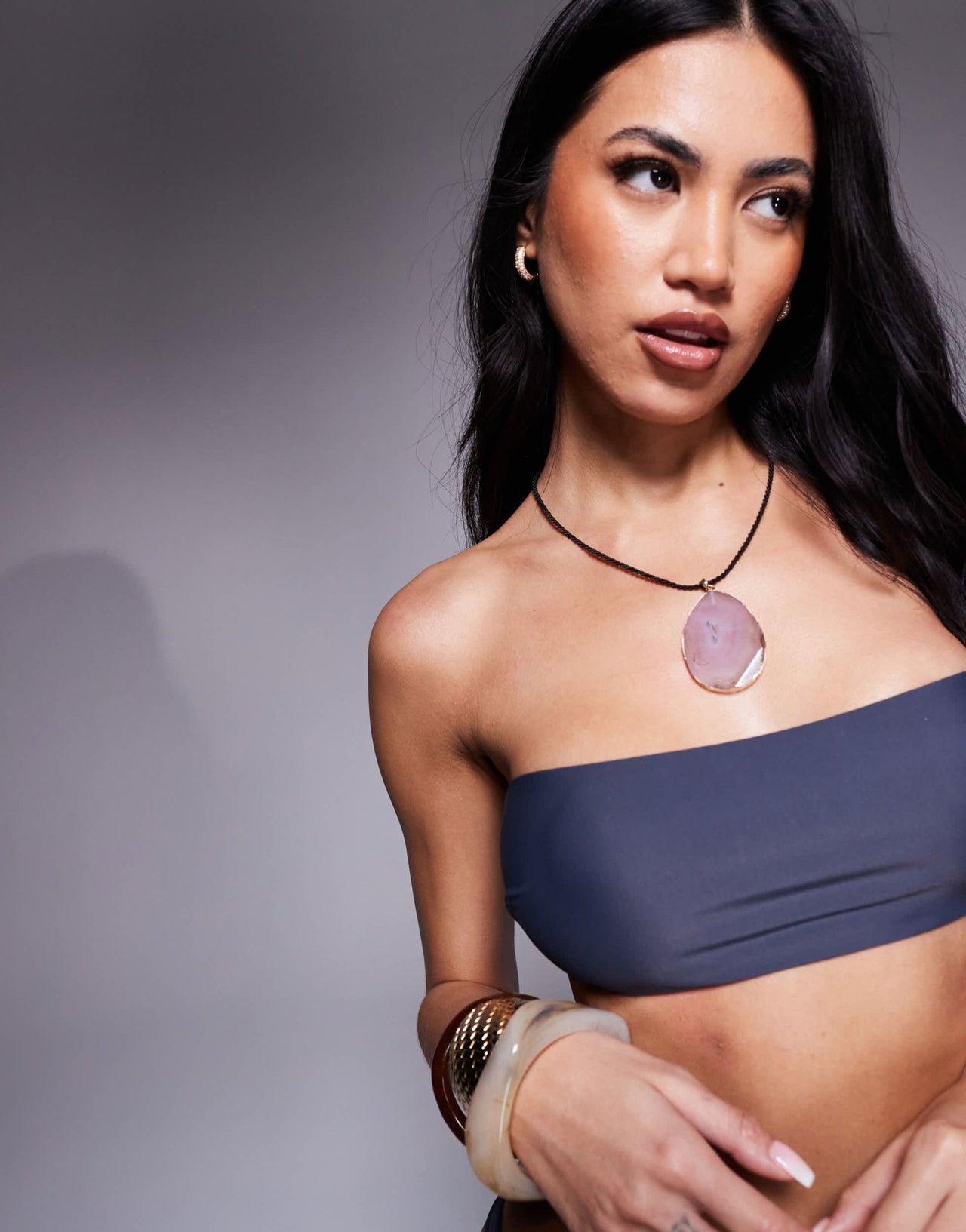 ASOS DESIGN Sierra bandeau bikini top in slate grey - ASOS Sample Sale EU Store