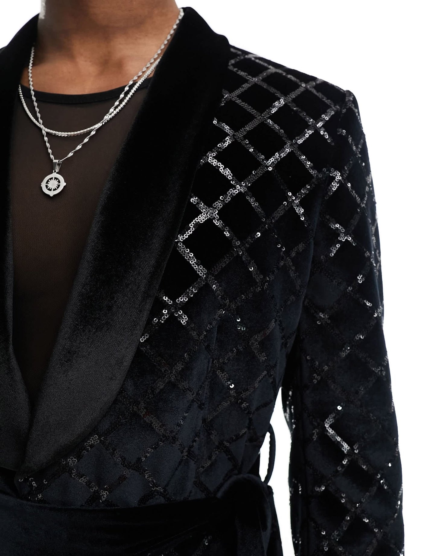 ASOS DESIGN skinny diamond sequin suit jacket in black - ASOS Sample Sale EU Store