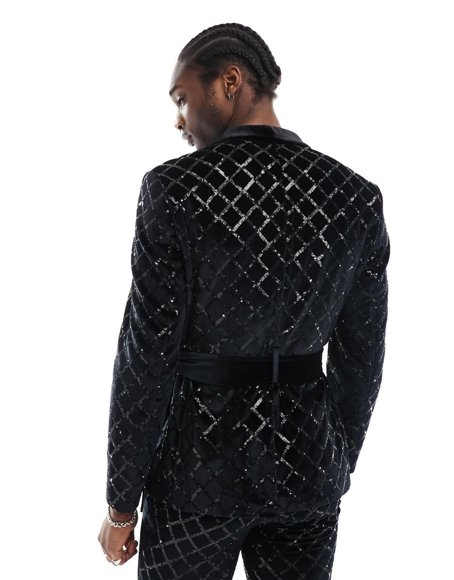 ASOS DESIGN skinny diamond sequin suit jacket in black - ASOS Sample Sale EU Store