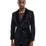Giacca ASOS DESIGN skinny con paillettes a diamante nera