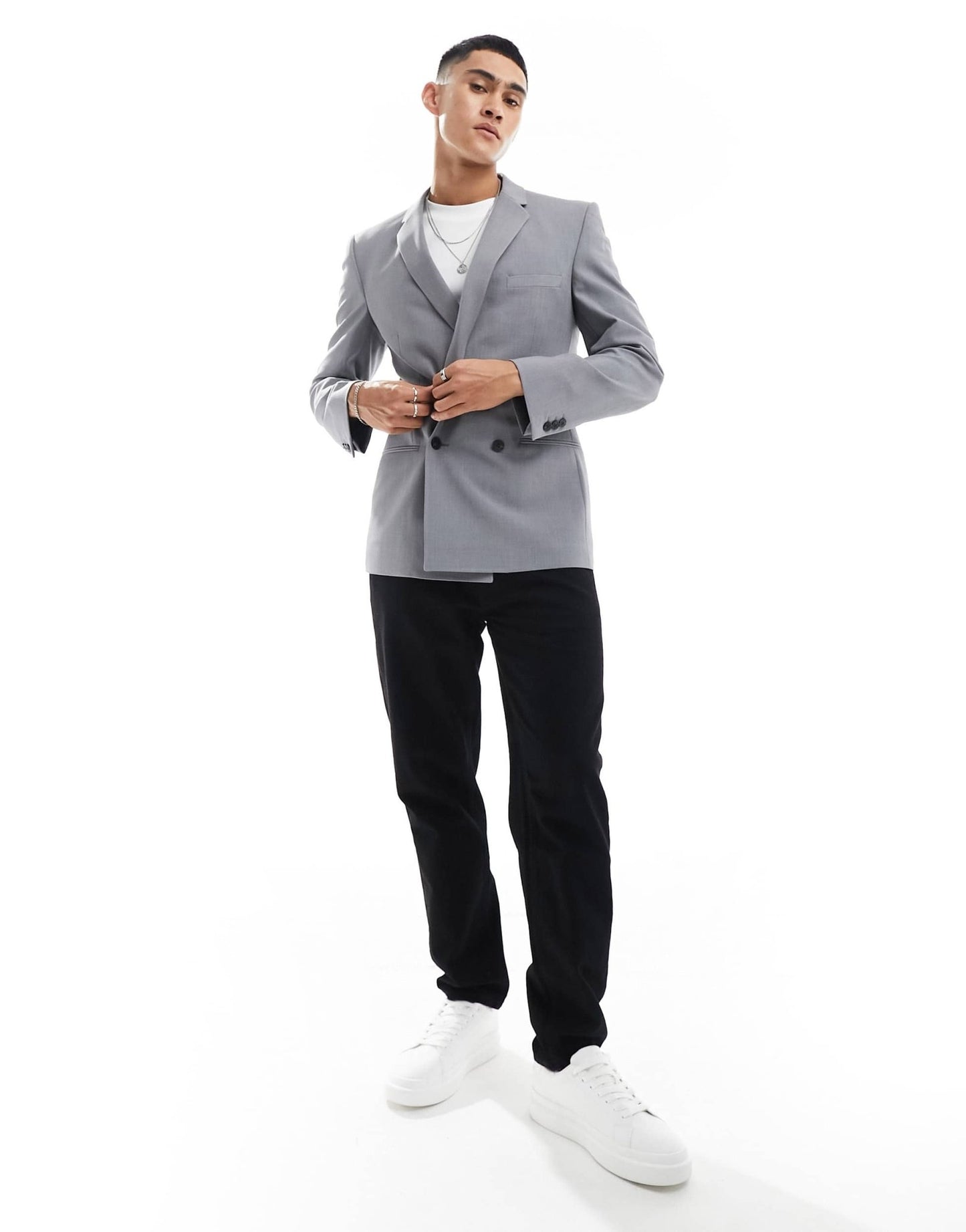 ASOS DESIGN skinny double breasted suit jacket in grey - ASOS Sample Sale EU Store