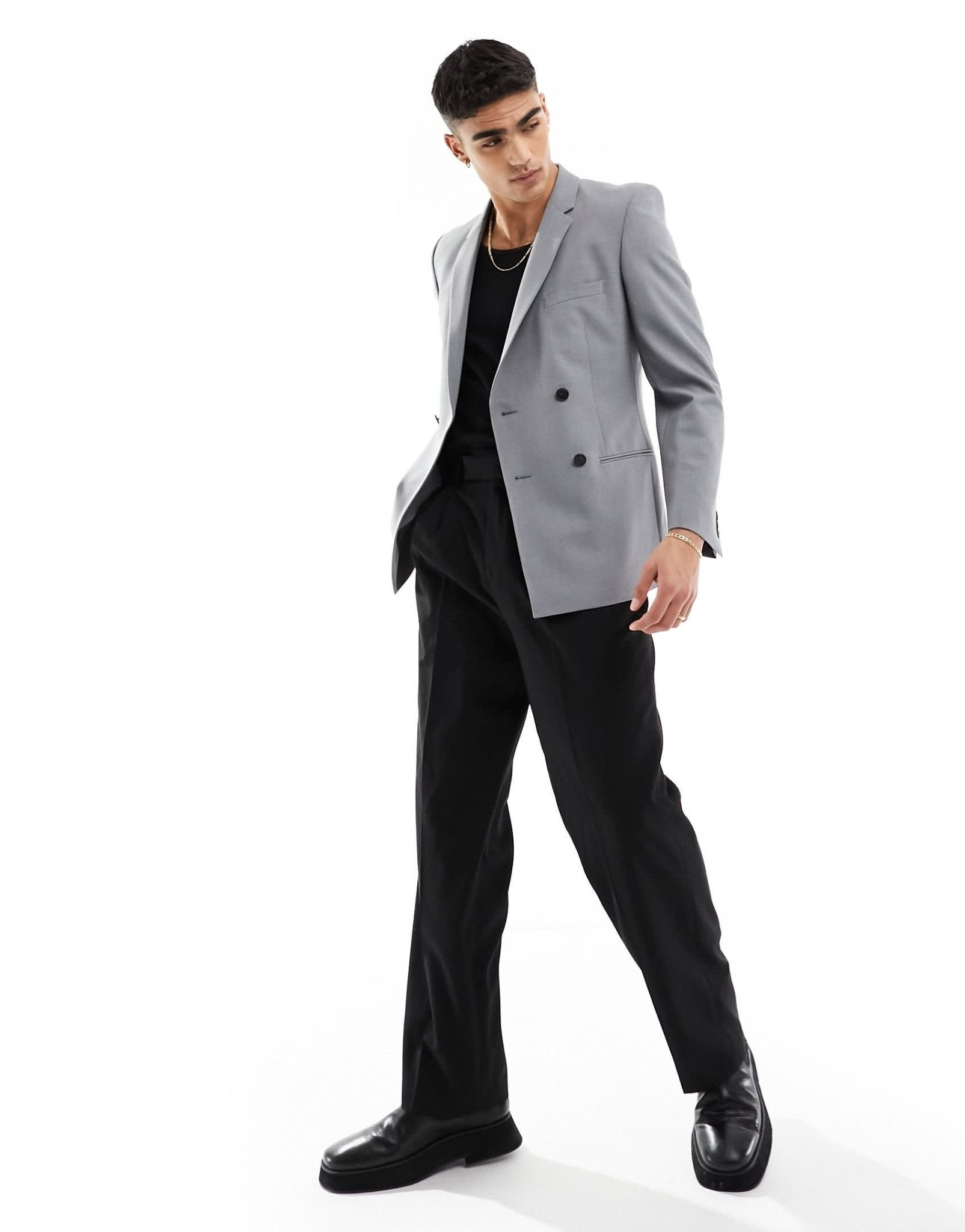 ASOS DESIGN skinny double breasted suit jacket in grey - ASOS Sample Sale EU Store