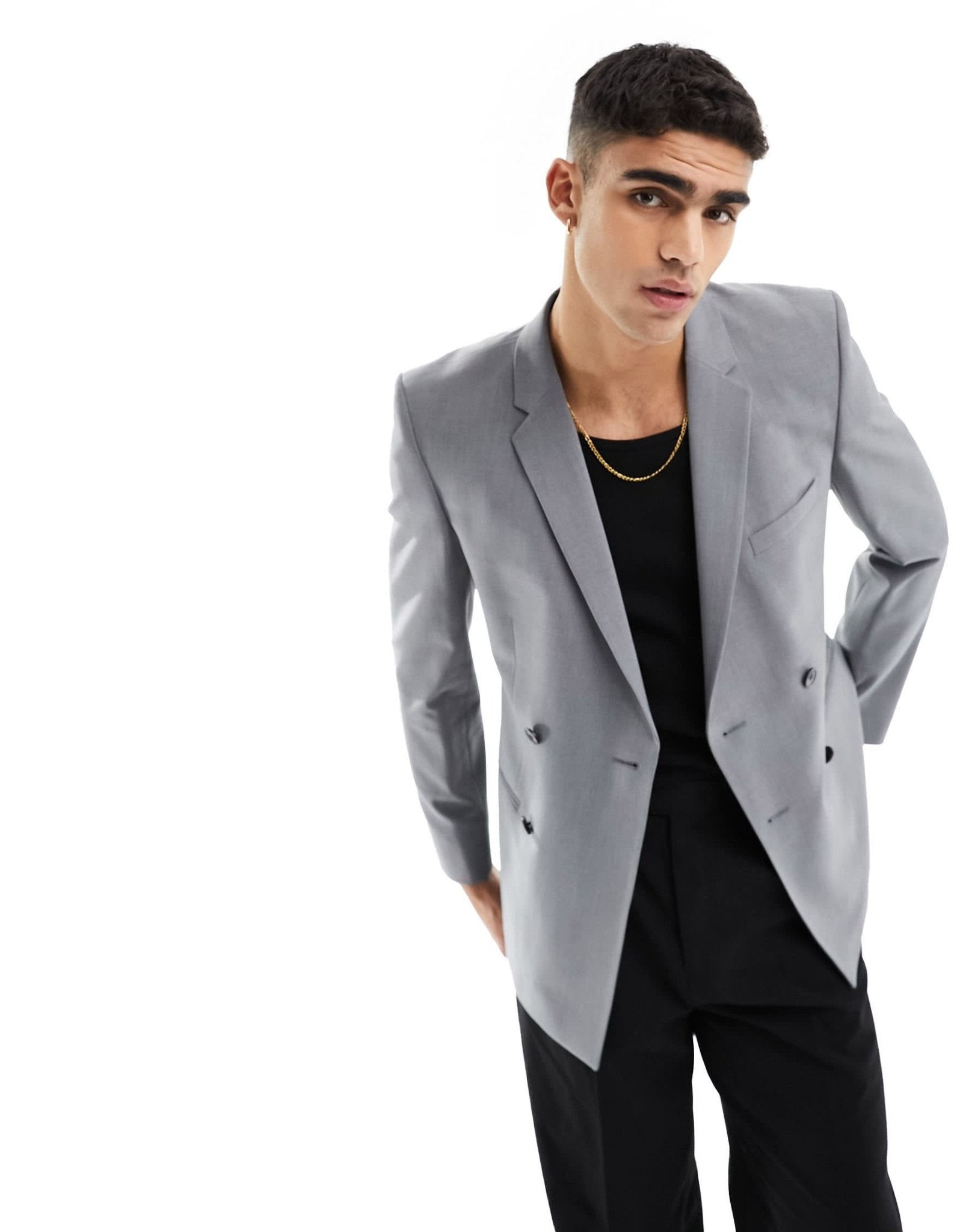 ASOS DESIGN skinny double breasted suit jacket in grey - ASOS Sample Sale EU Store