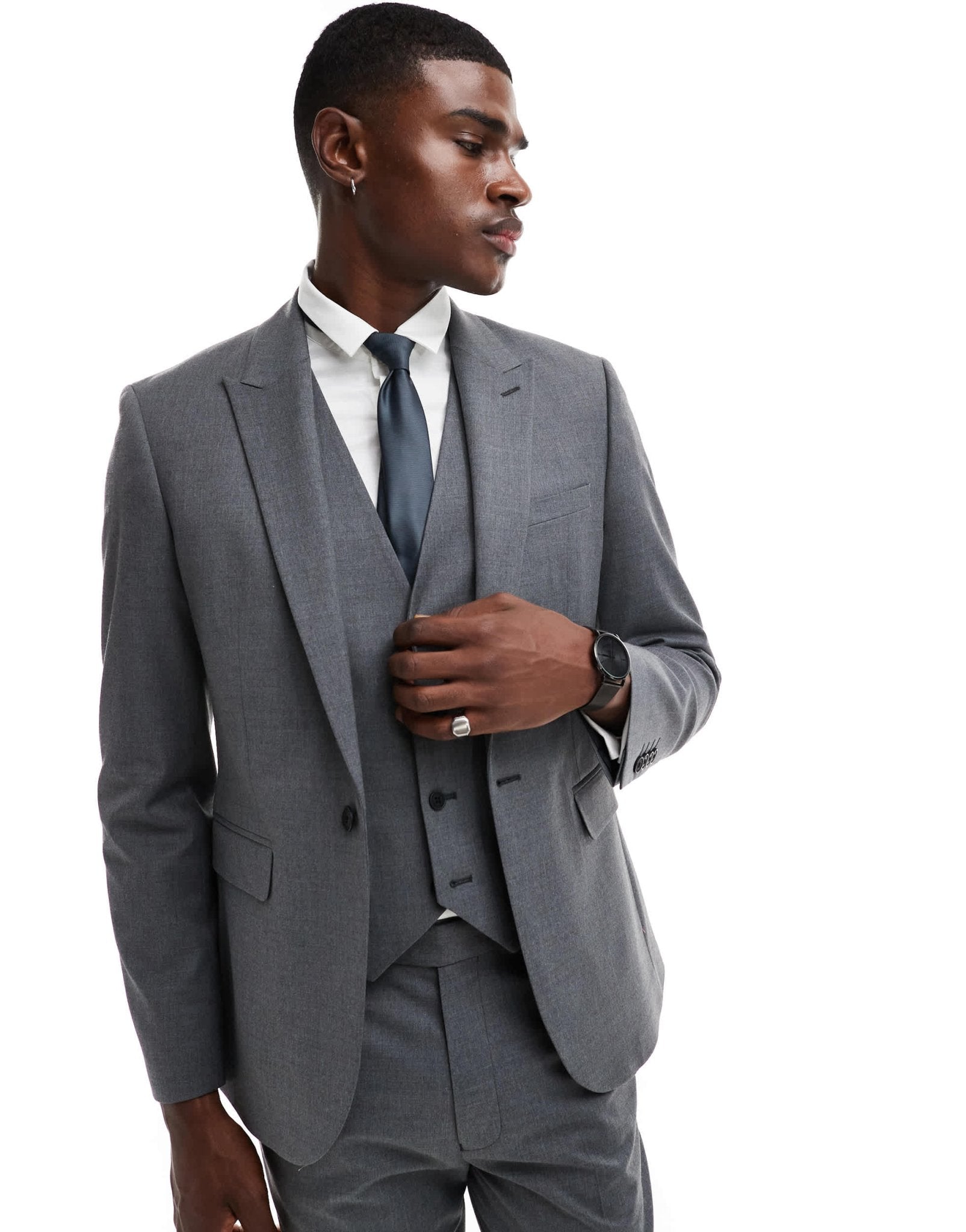 ASOS DESIGN skinny fit suit jacket with wool in charcoal grey - ASOS Sample Sale EU Store