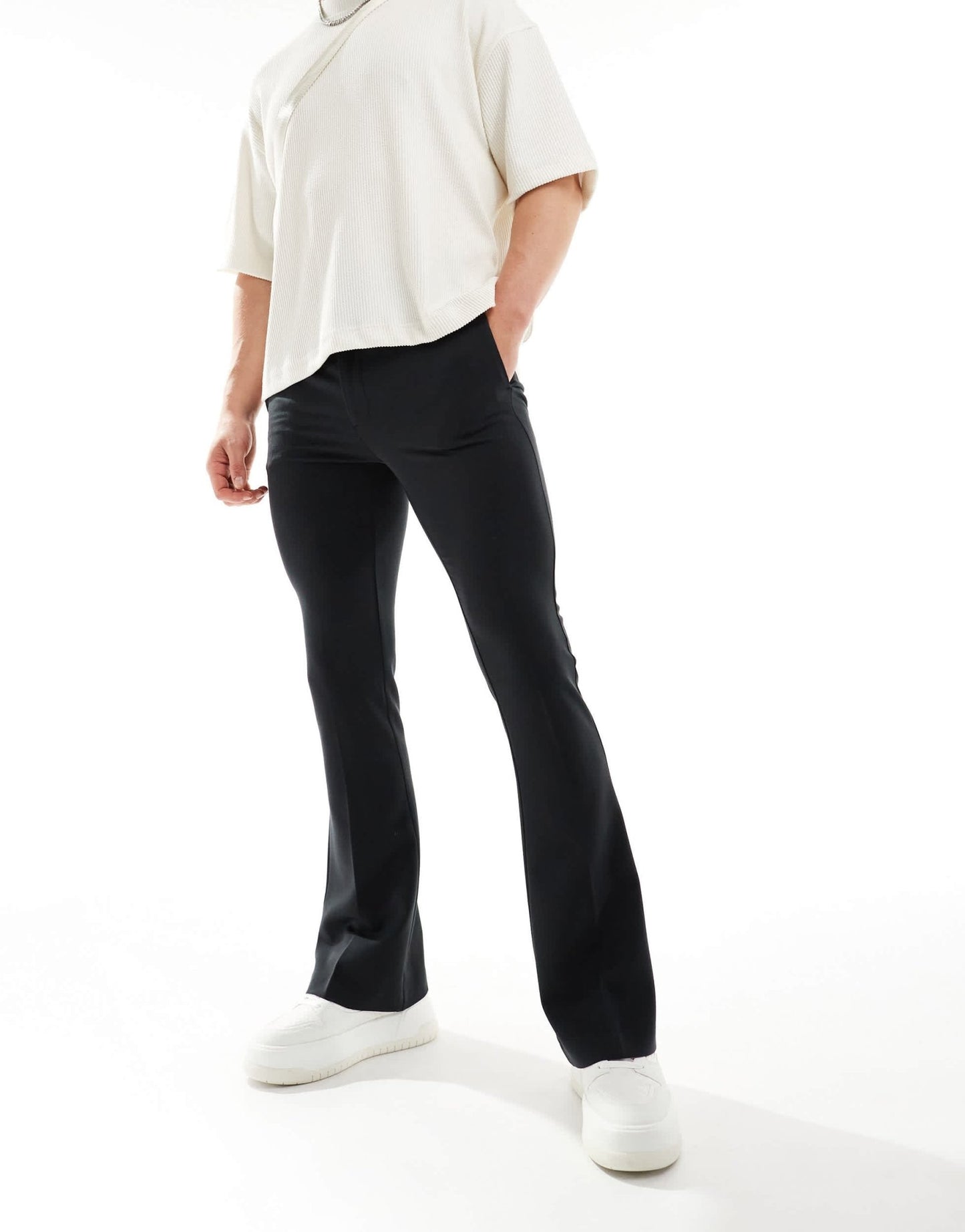 ASOS DESIGN skinny flared smart trousers in black - ASOS Sample Sale EU Store