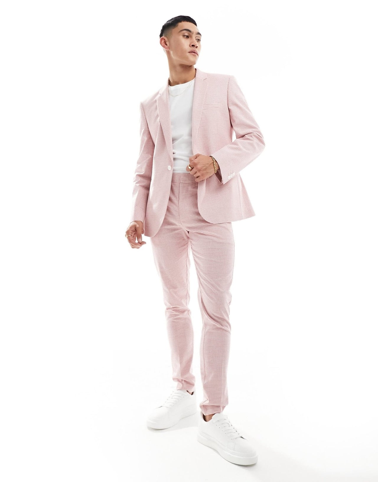 ASOS DESIGN skinny gingham suit jacket in pink - ASOS Sample Sale EU Store