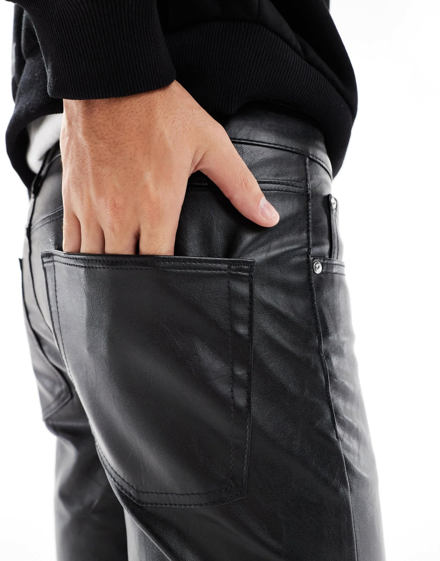 ASOS DESIGN skinny leather look trouser in black - ASOS Sample Sale EU Store