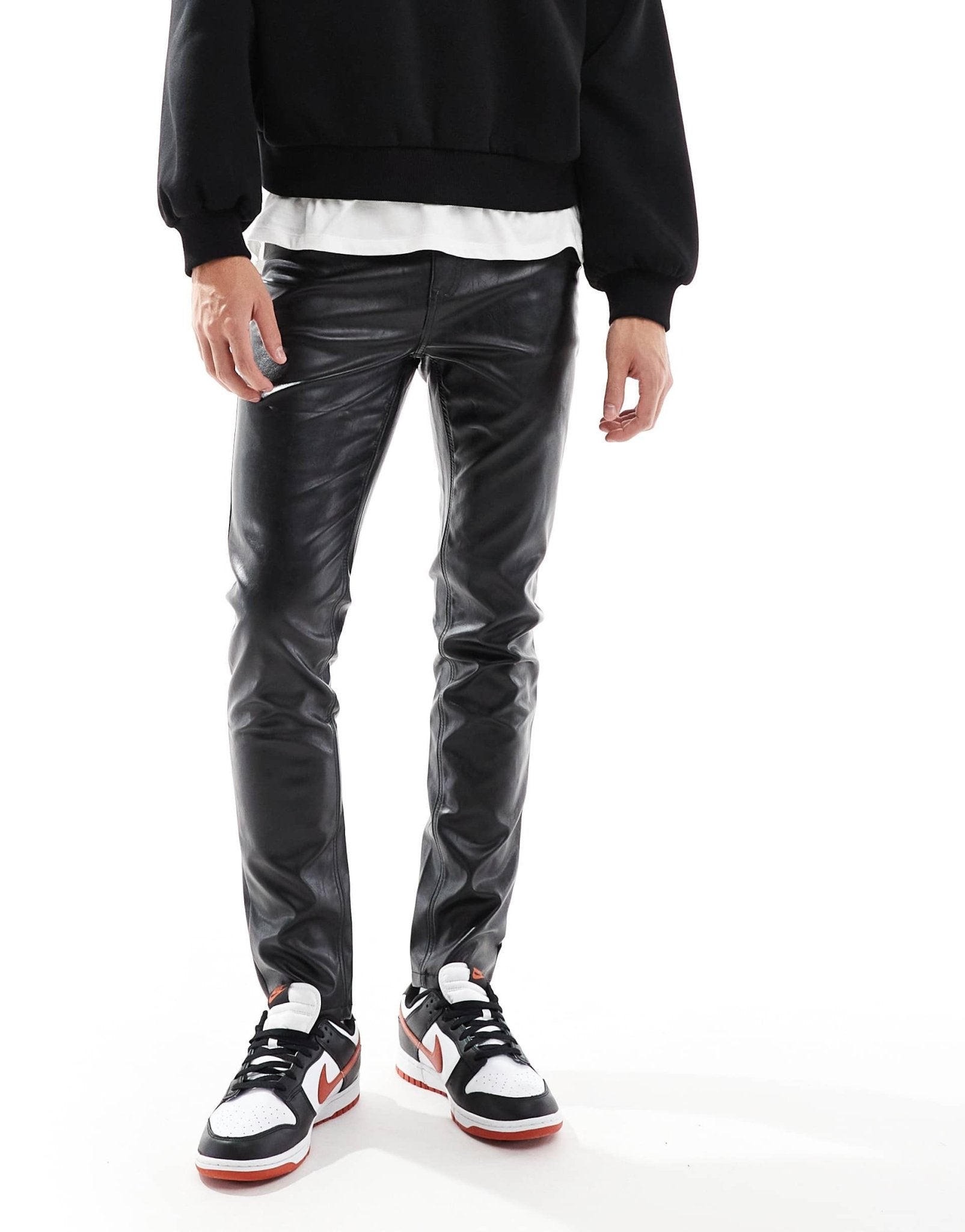 ASOS DESIGN skinny leather look trouser in black - ASOS Sample Sale EU Store