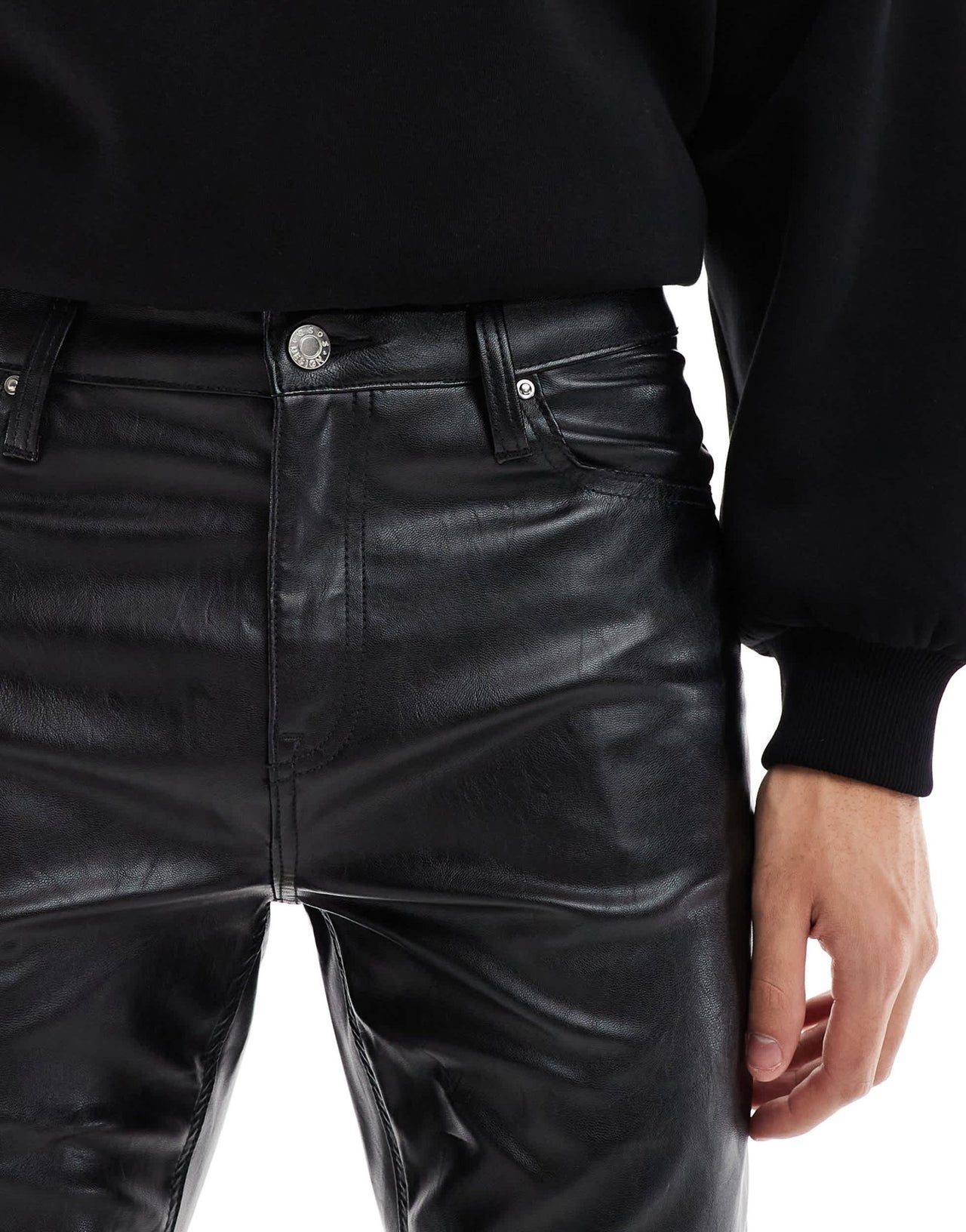 ASOS DESIGN skinny leather look trouser in black - ASOS Sample Sale EU Store