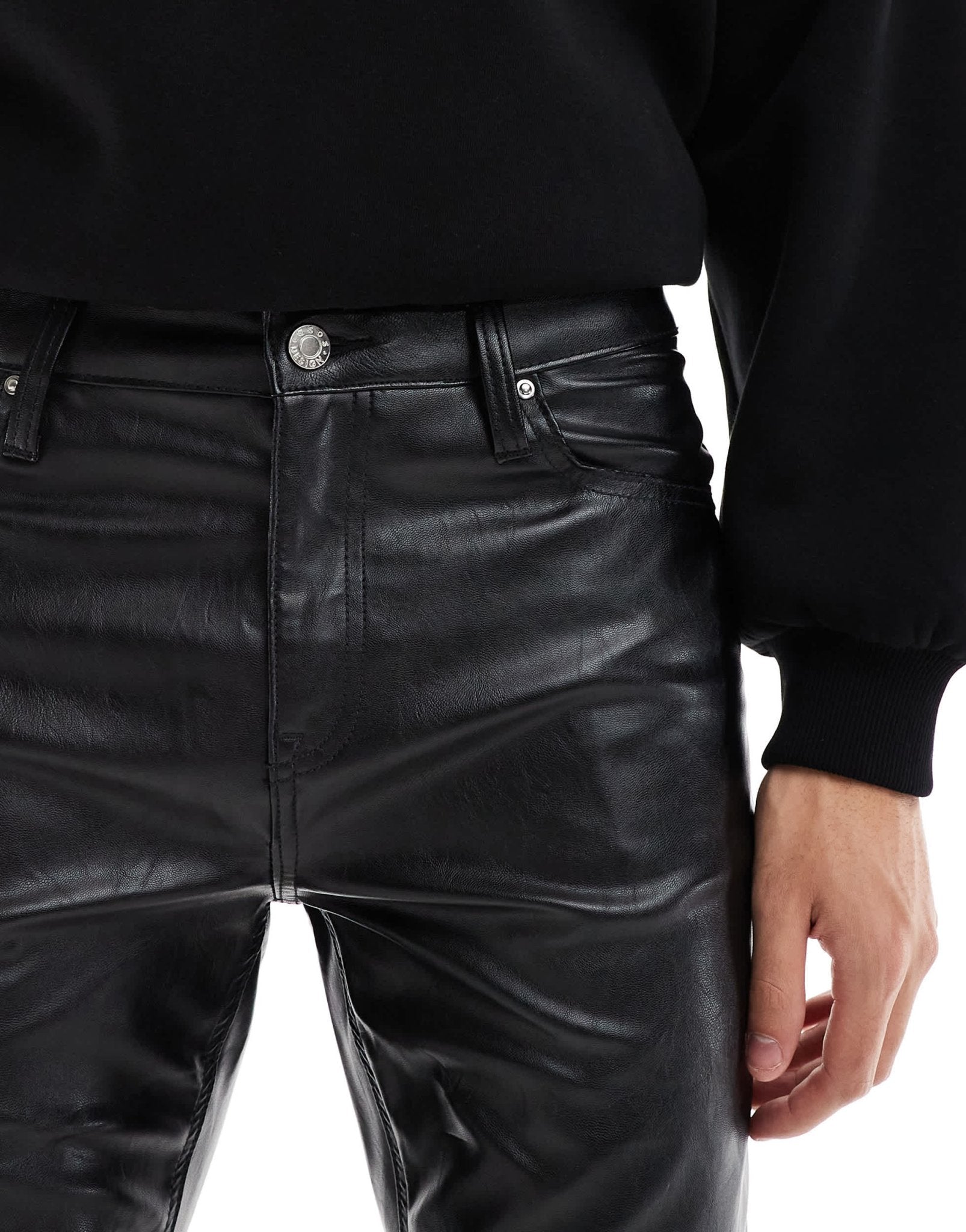 ASOS DESIGN skinny leather look trouser in black - ASOS Sample Sale EU Store