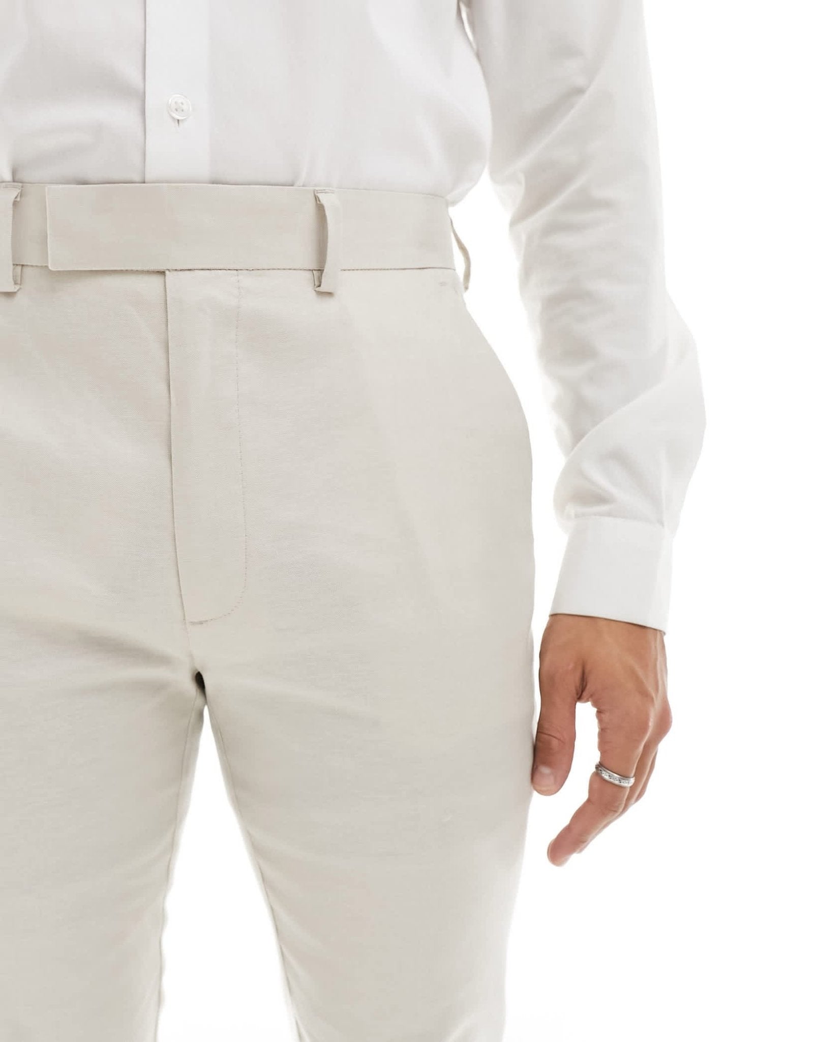 ASOS DESIGN skinny linen mix suit trousers in stone - ASOS Sample Sale EU Store