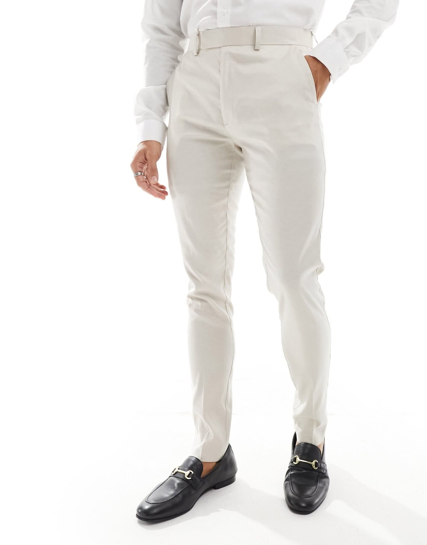 ASOS DESIGN skinny linen mix suit trousers in stone - ASOS Sample Sale EU Store