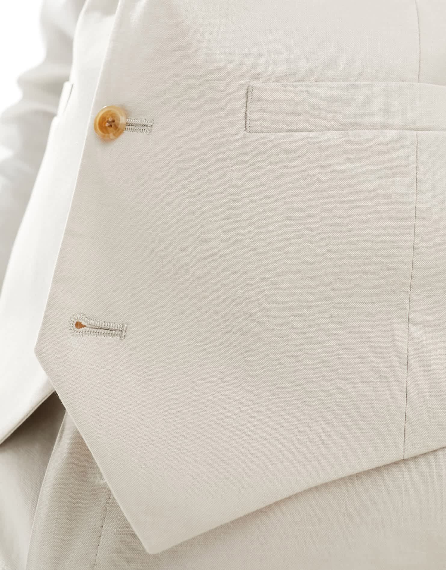 ASOS DESIGN skinny linen mix suit waistcoat in stone - ASOS Sample Sale EU Store