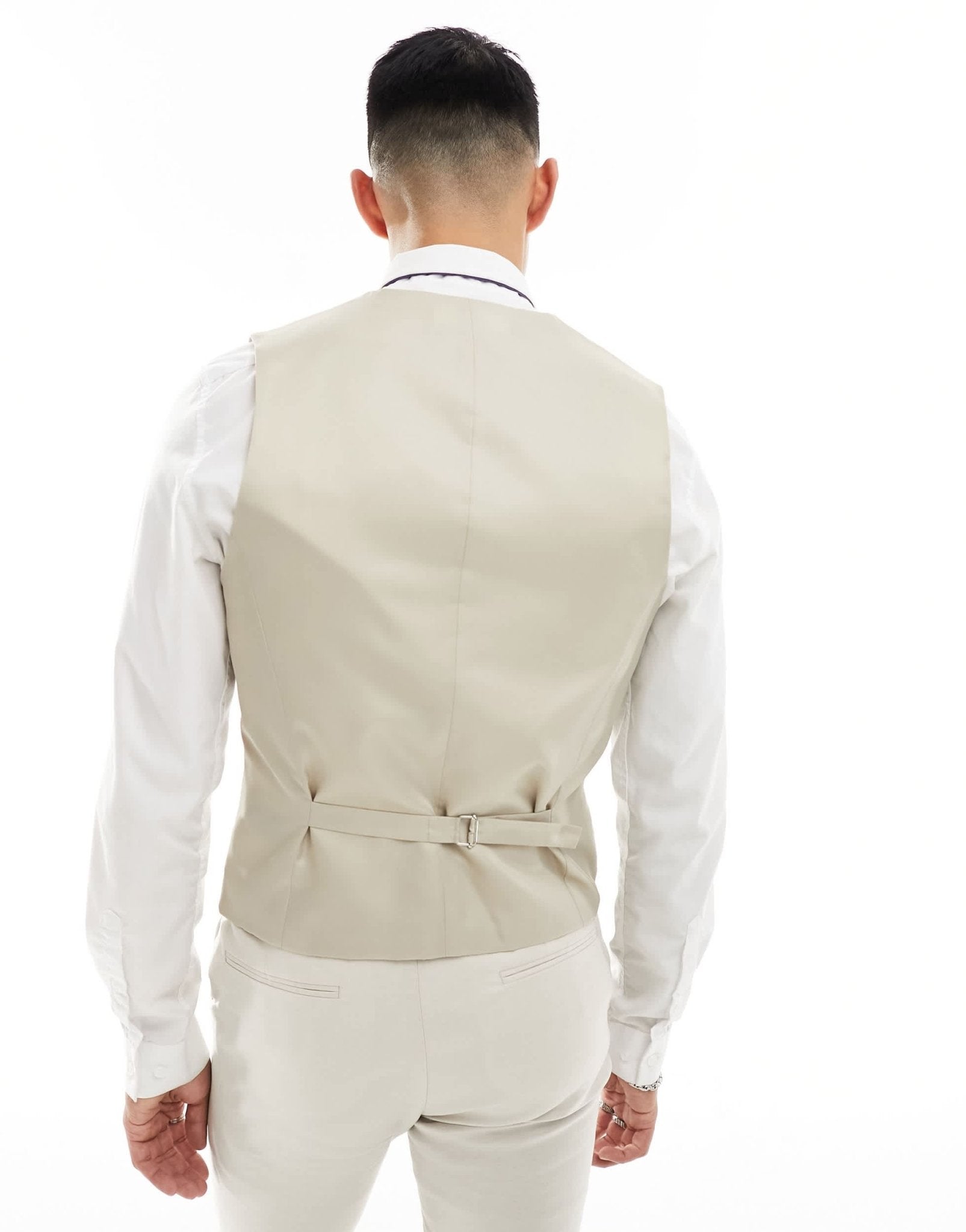 ASOS DESIGN skinny linen mix suit waistcoat in stone - ASOS Sample Sale EU Store