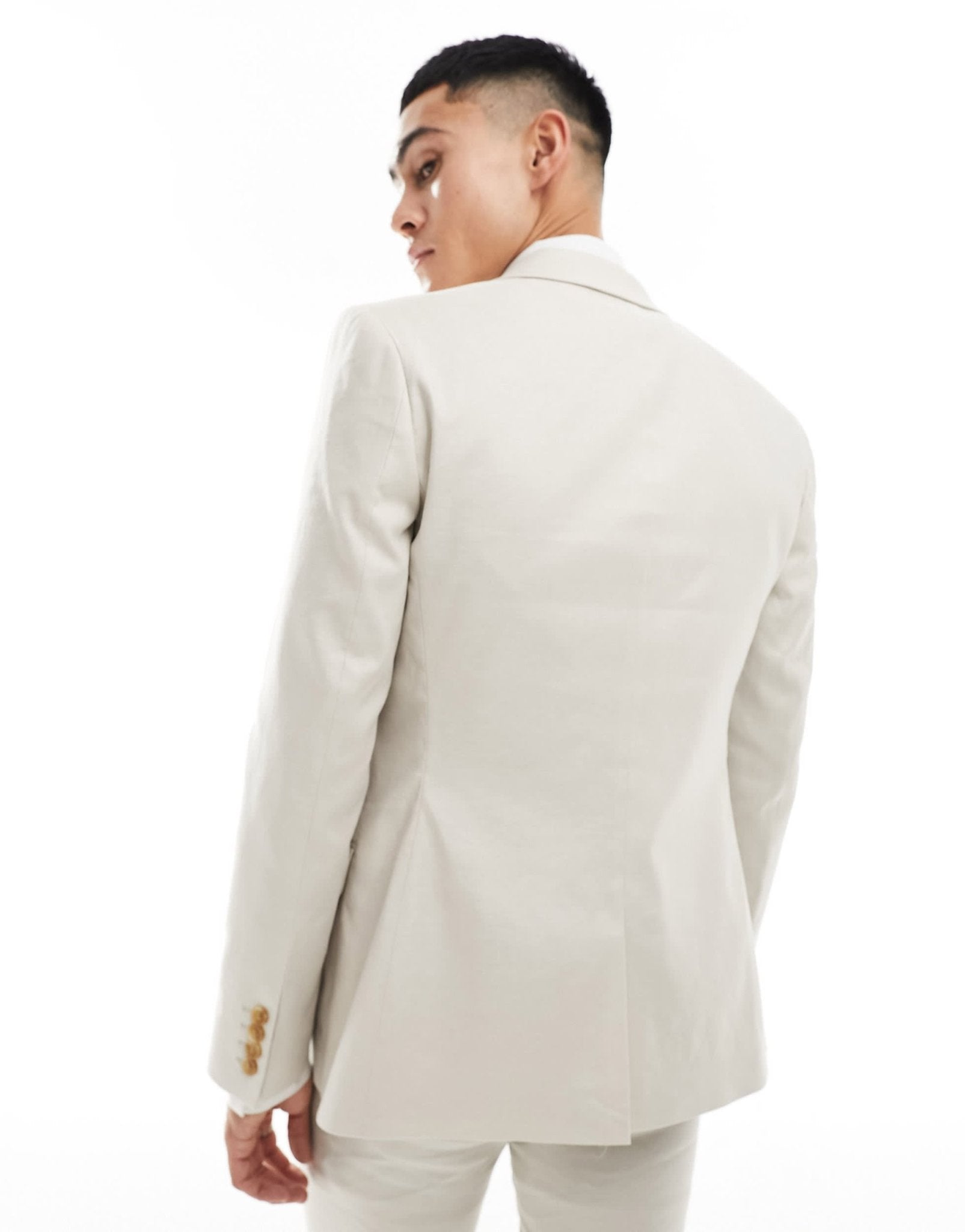 ASOS DESIGN skinny linen suit jacket in stone - ASOS Sample Sale EU Store