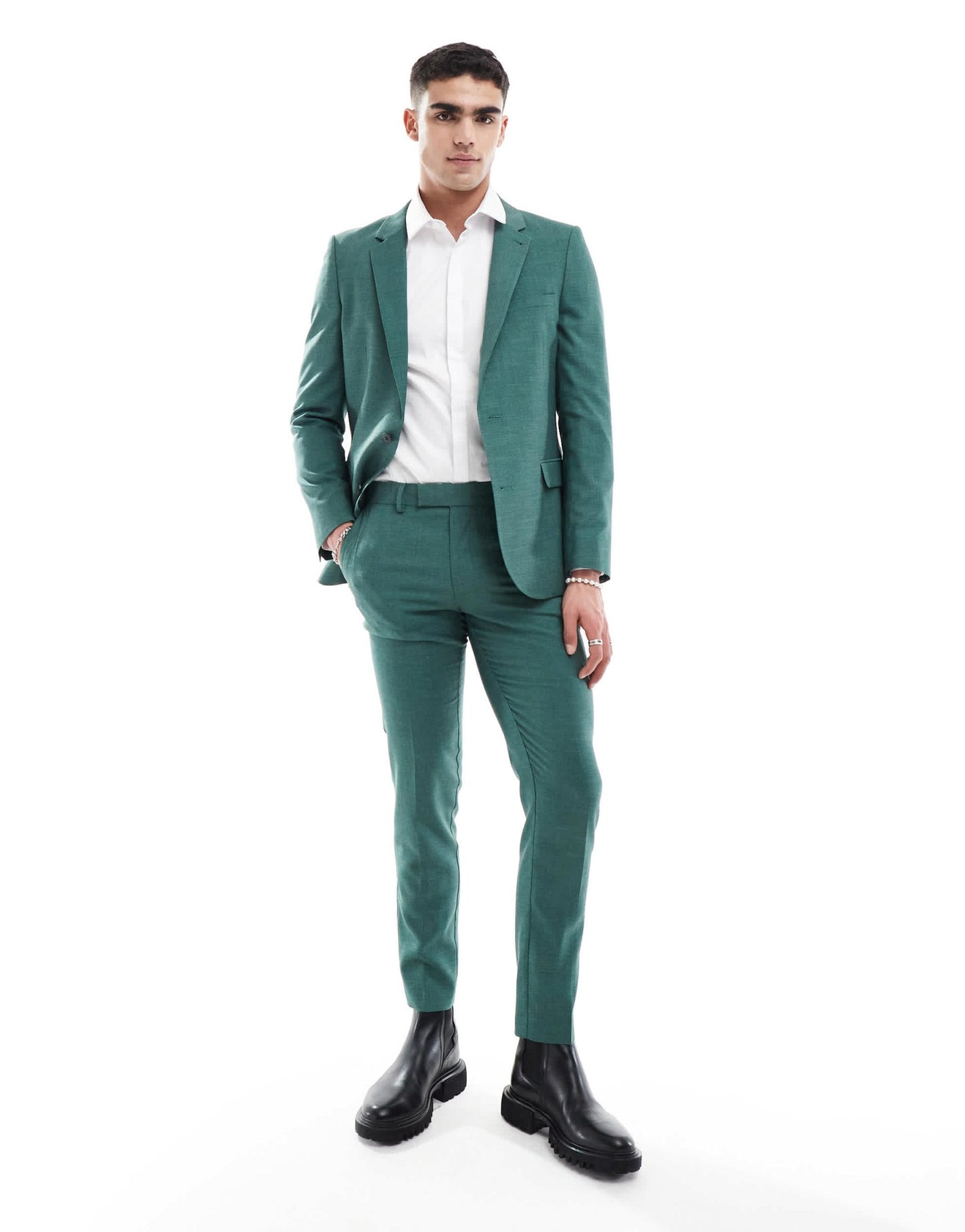 ASOS DESIGN skinny suit jacket in green crosshatch - ASOS Sample Sale EU Store