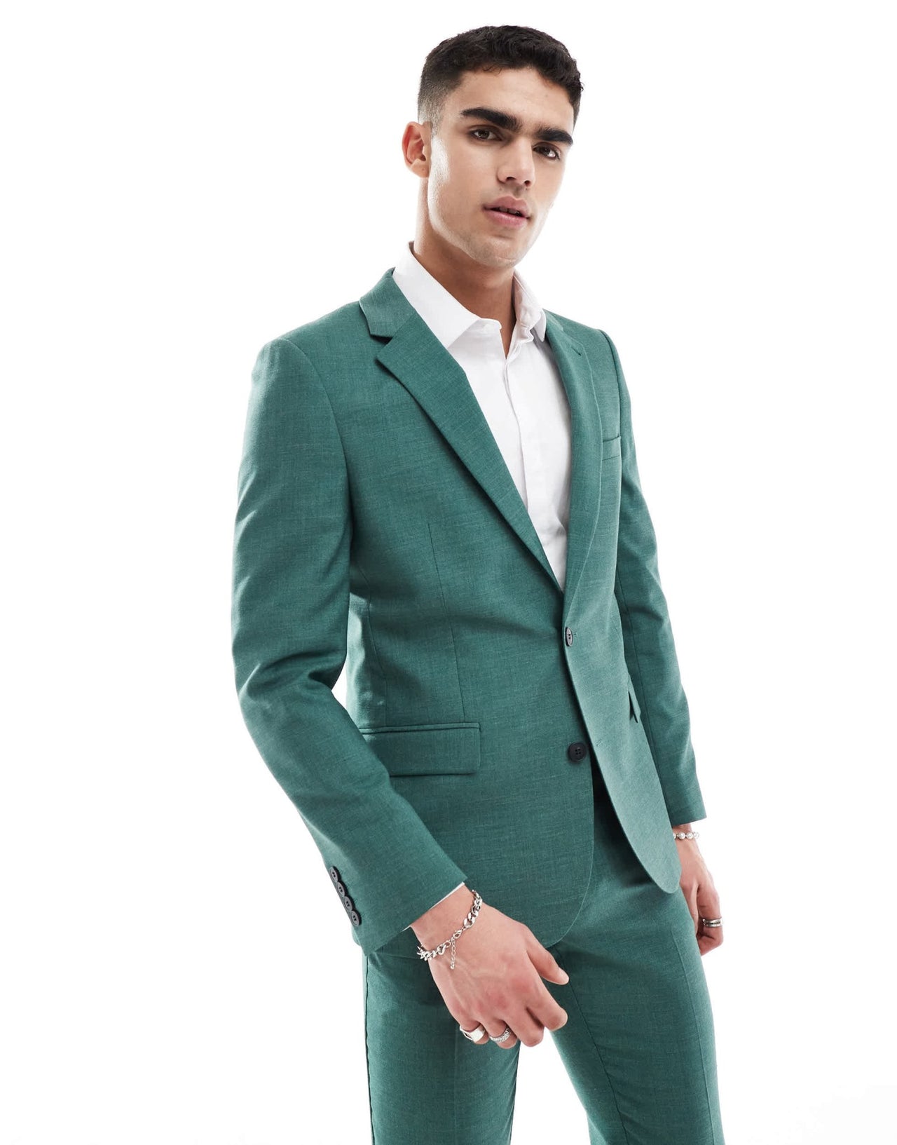 ASOS DESIGN skinny suit jacket in green crosshatch - ASOS Sample Sale EU Store