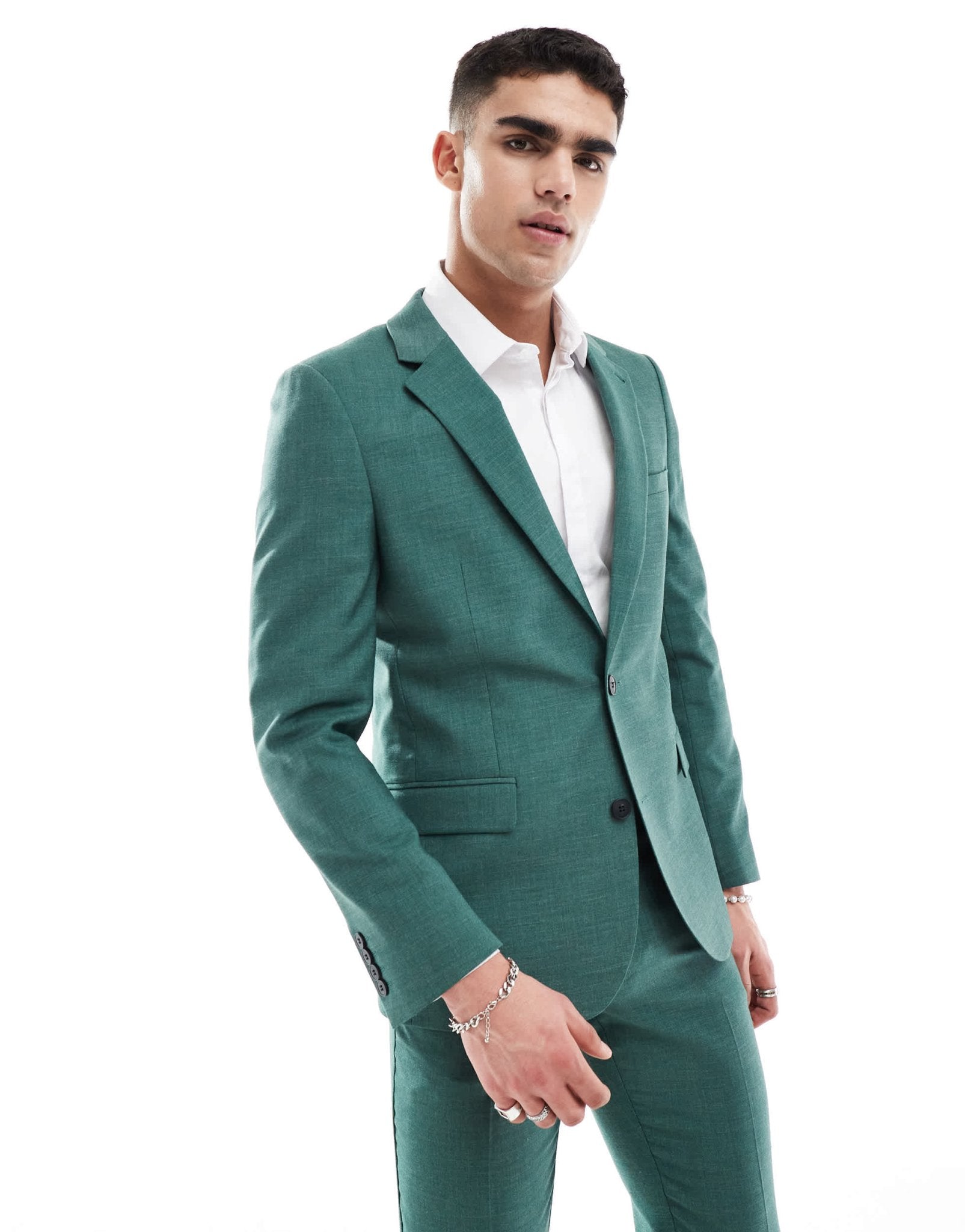 ASOS DESIGN skinny suit jacket in green crosshatch - ASOS Sample Sale EU Store