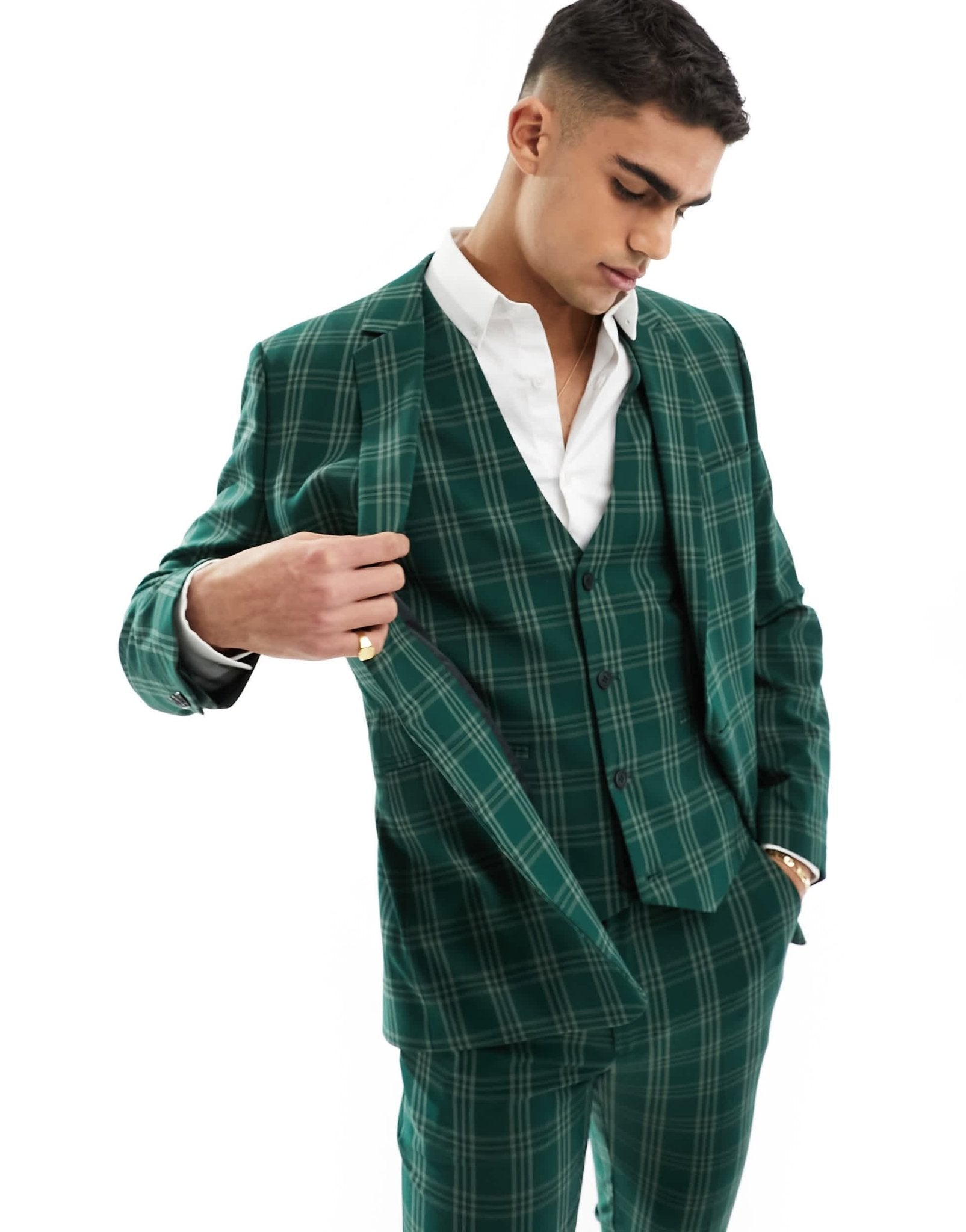 ASOS DESIGN skinny suit jacket in green tonal check - ASOS Sample Sale EU Store