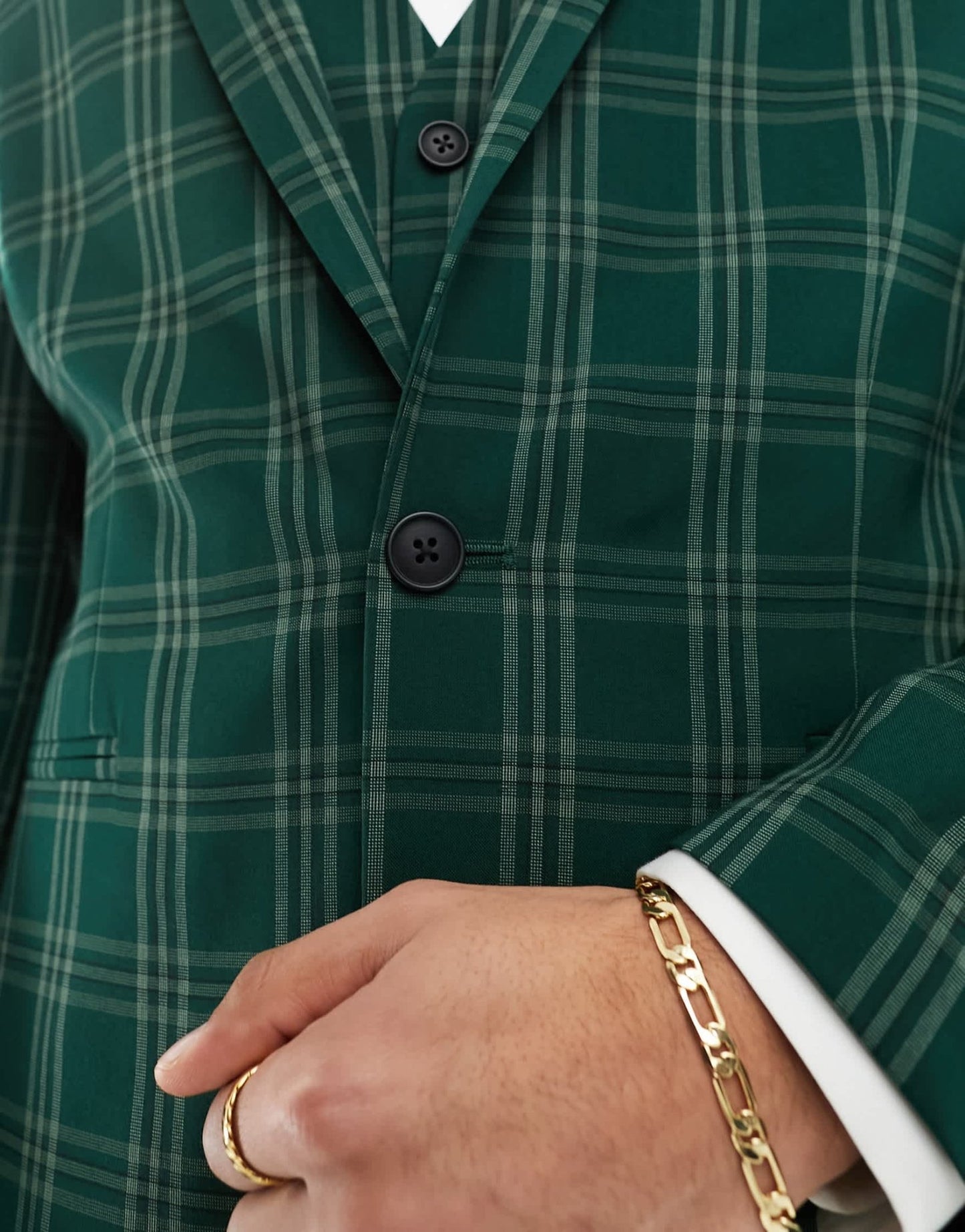 ASOS DESIGN skinny suit jacket in green tonal check - ASOS Sample Sale EU Store