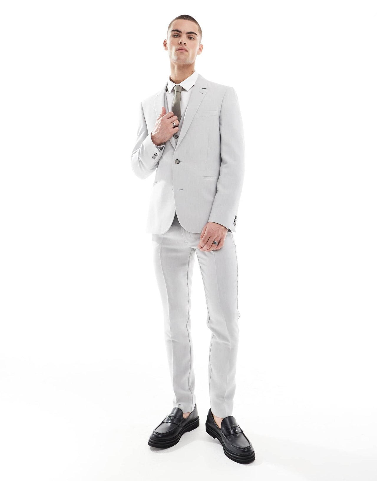 ASOS DESIGN skinny suit jacket in light grey microtexture - ASOS Sample Sale EU Store