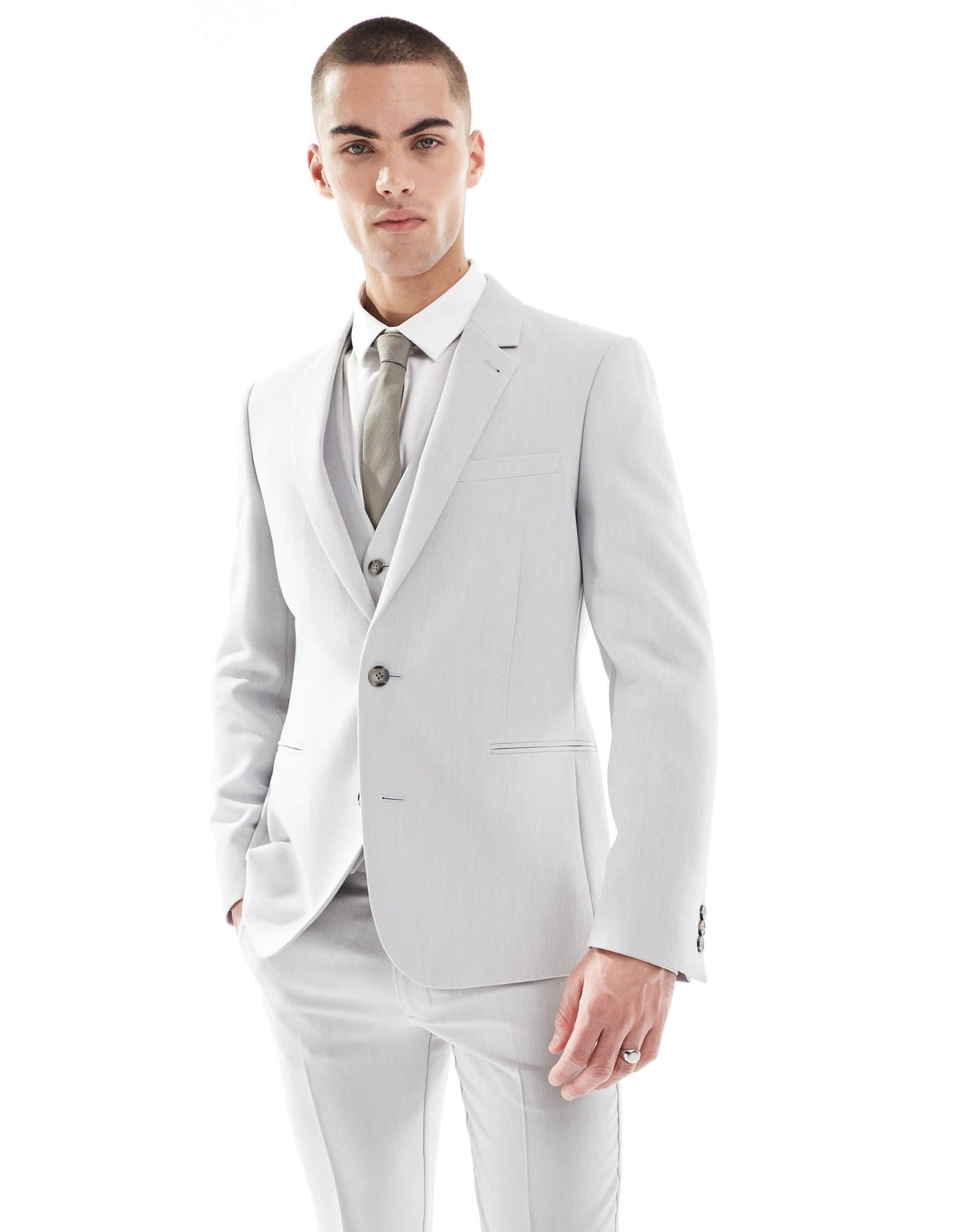 ASOS DESIGN skinny suit jacket in light grey microtexture - ASOS Sample Sale EU Store