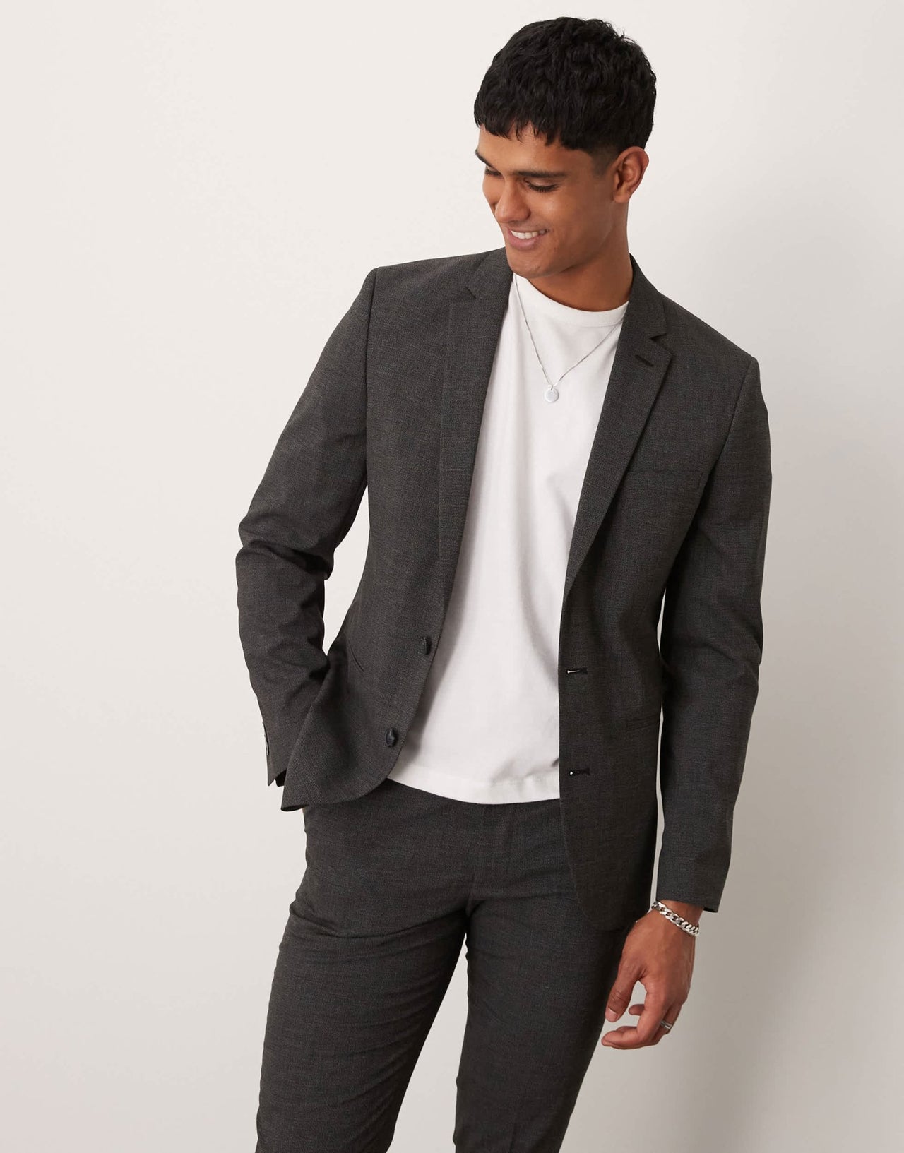 ASOS DESIGN skinny suit jacket in salt and pepper texture - ASOS Sample Sale EU Store
