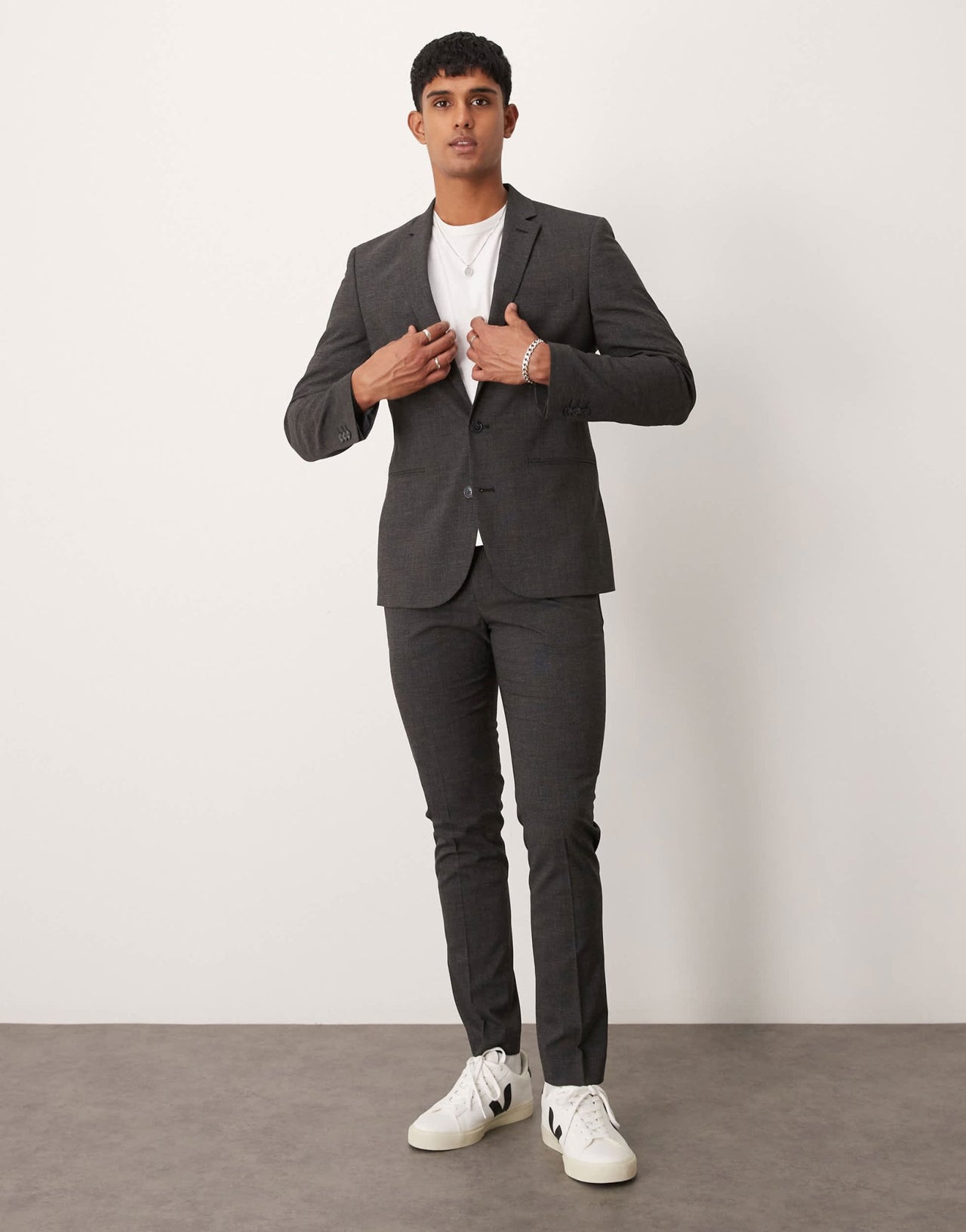 ASOS DESIGN skinny suit jacket in salt and pepper texture - ASOS Sample Sale EU Store