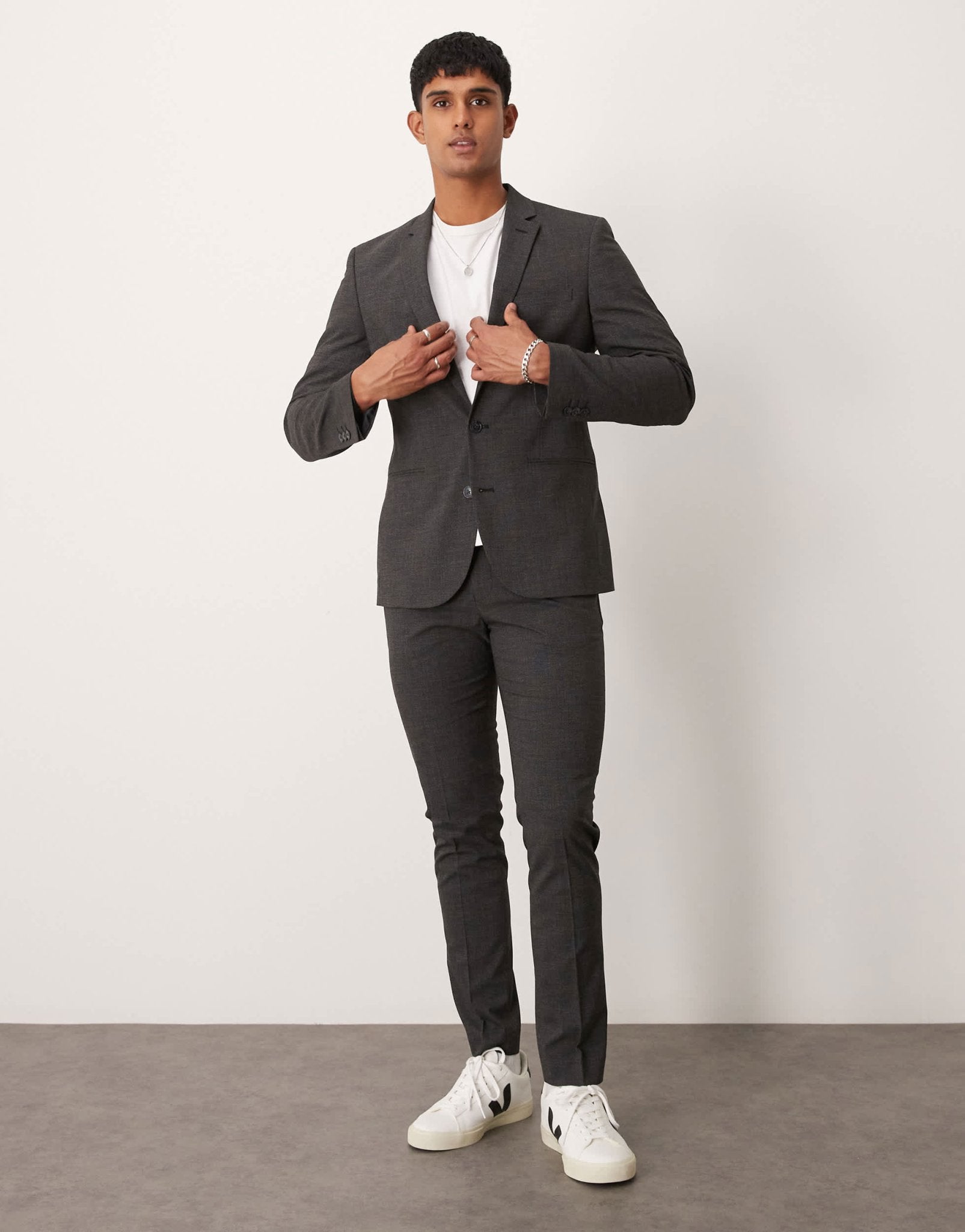 ASOS DESIGN skinny suit jacket in salt and pepper texture - ASOS Sample Sale EU Store