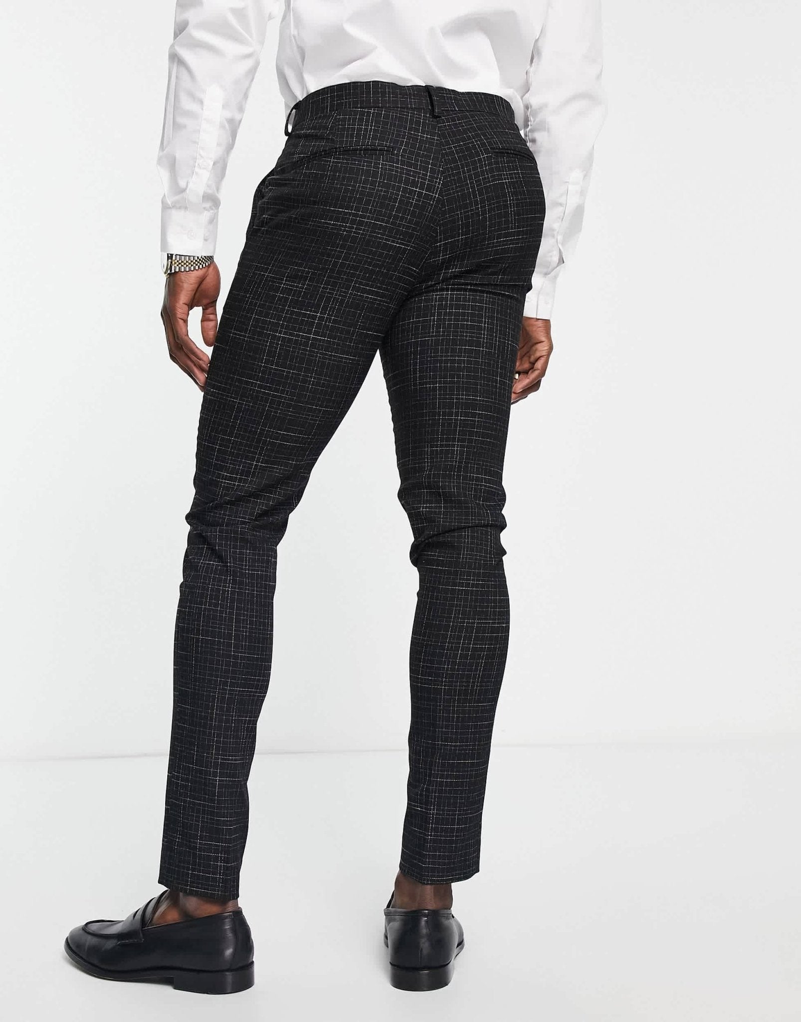 ASOS DESIGN skinny suit trousers in crosshatch in black - ASOS Sample Sale EU Store