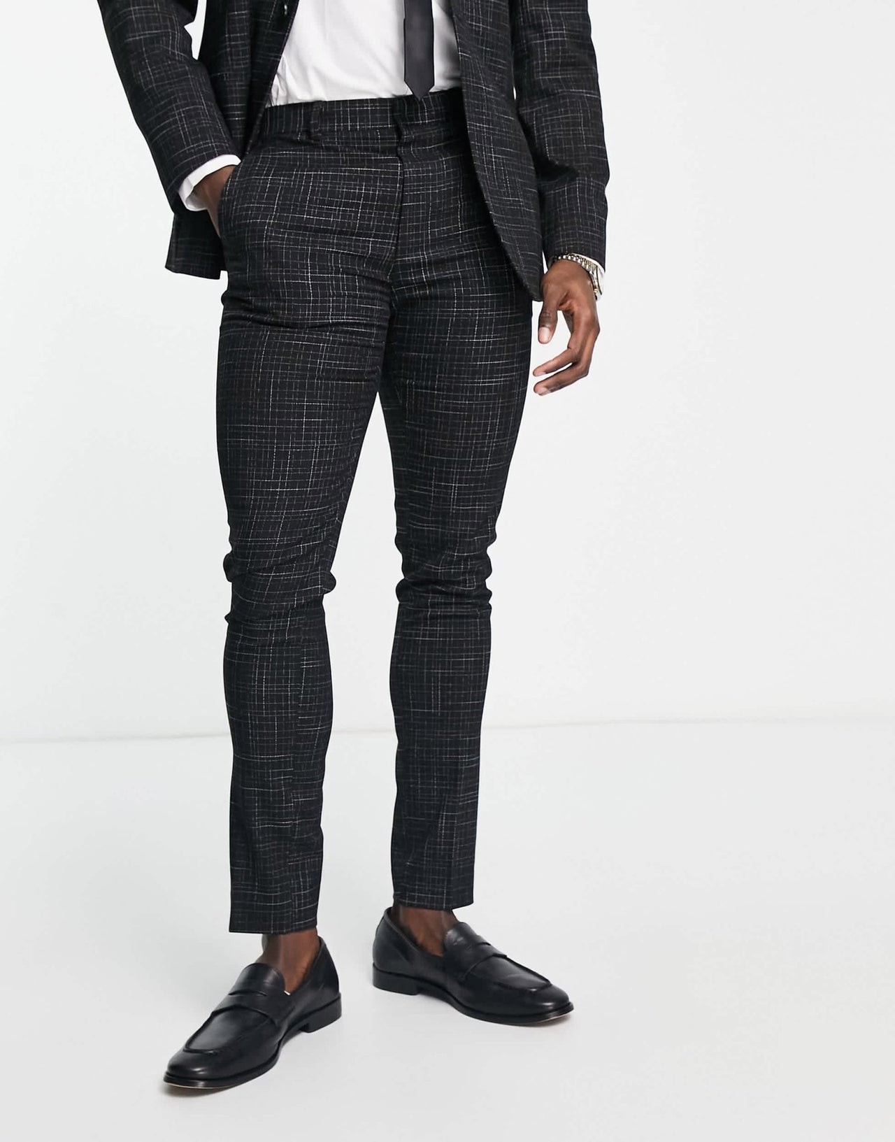 ASOS DESIGN skinny suit trousers in crosshatch in black - ASOS Sample Sale EU Store