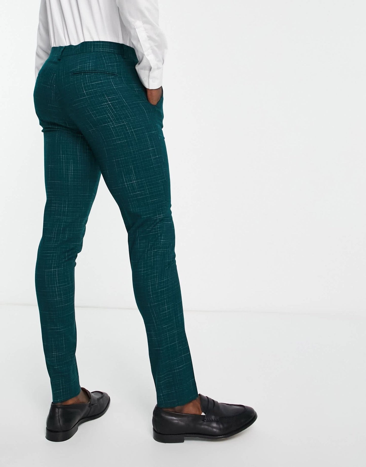ASOS DESIGN skinny suit trousers in crosshatch in green - ASOS Sample Sale EU Store
