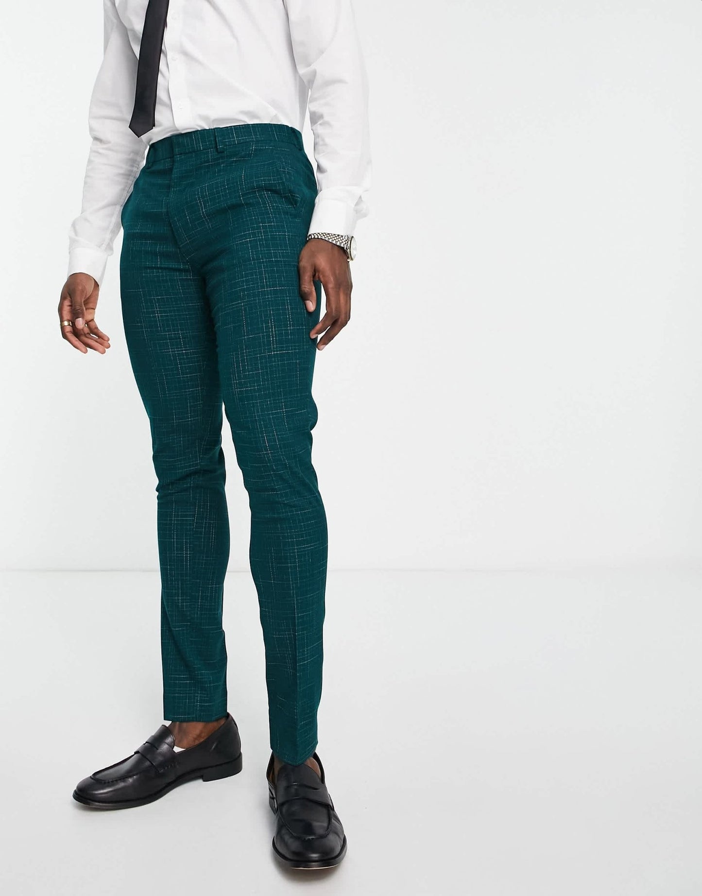 ASOS DESIGN skinny suit trousers in crosshatch in green - ASOS Sample Sale EU Store