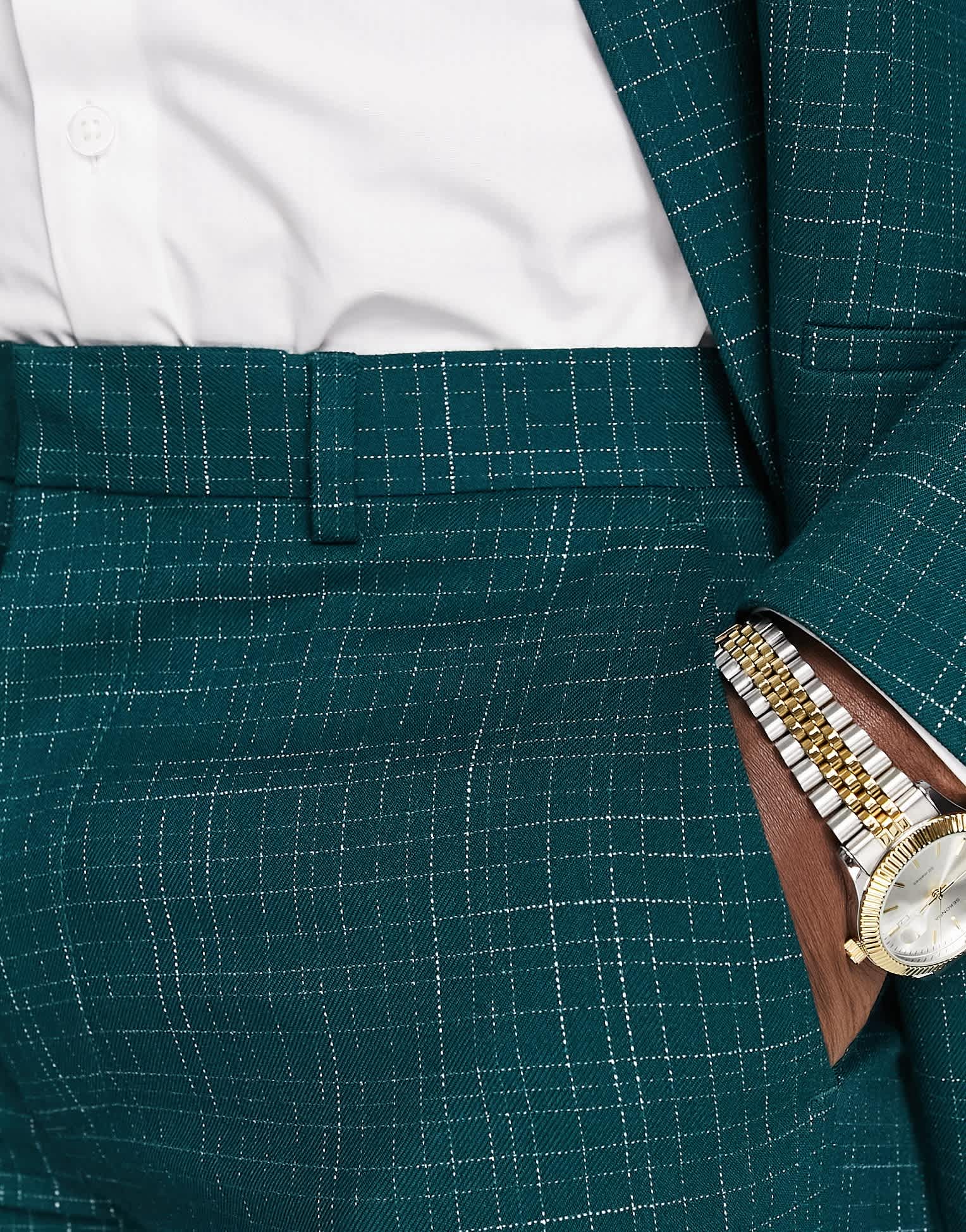 ASOS DESIGN skinny suit trousers in crosshatch in green - ASOS Sample Sale EU Store