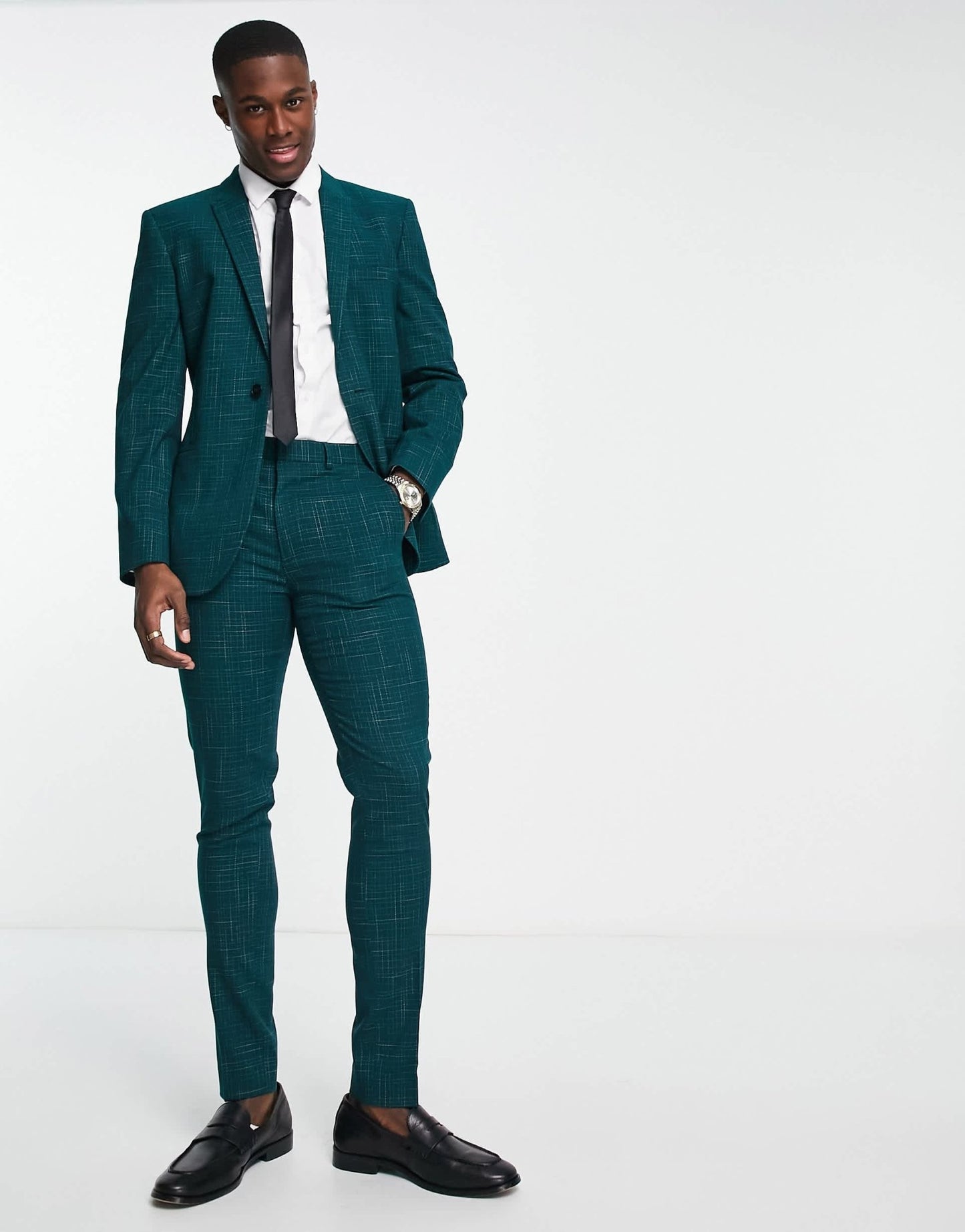 ASOS DESIGN skinny suit trousers in crosshatch in green - ASOS Sample Sale EU Store