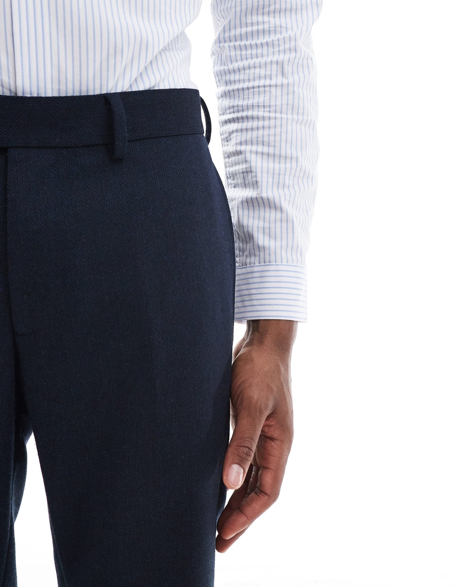 ASOS DESIGN skinny suit trousers with wool in blue barleyweave - ASOS Sample Sale EU Store